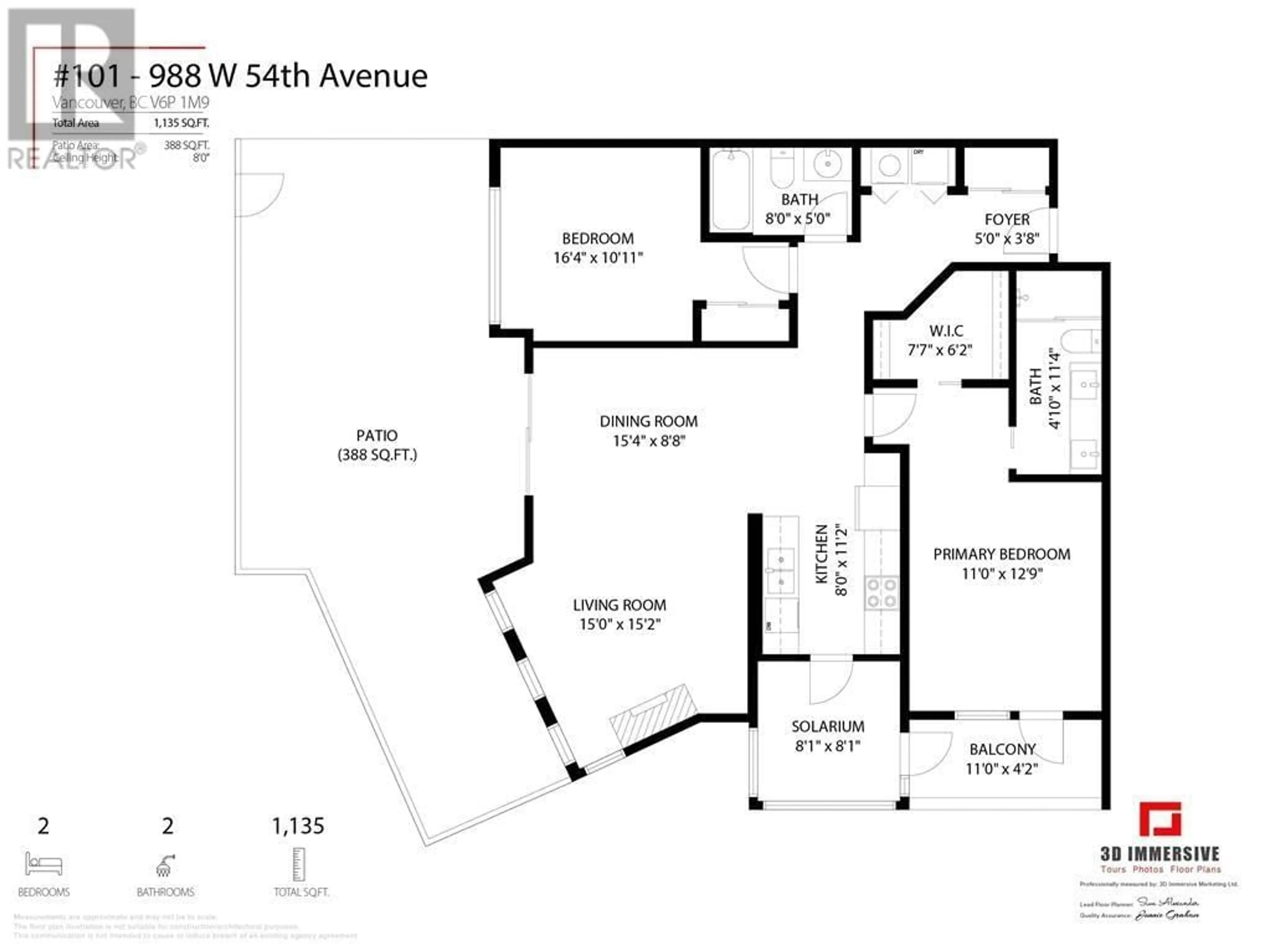 Floor plan for 101 - 988 54TH AVENUE, Vancouver British Columbia V6P1M9