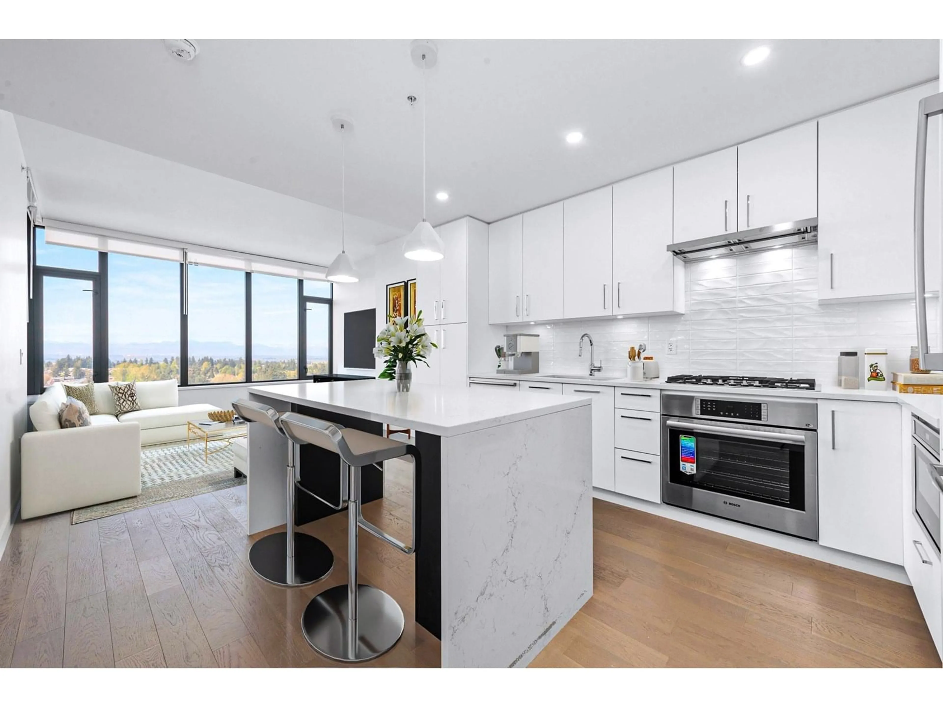 Open concept kitchen, ceramic/tile floor for 1501 - 1588 JOHNSTON, White Rock British Columbia V4B0C5