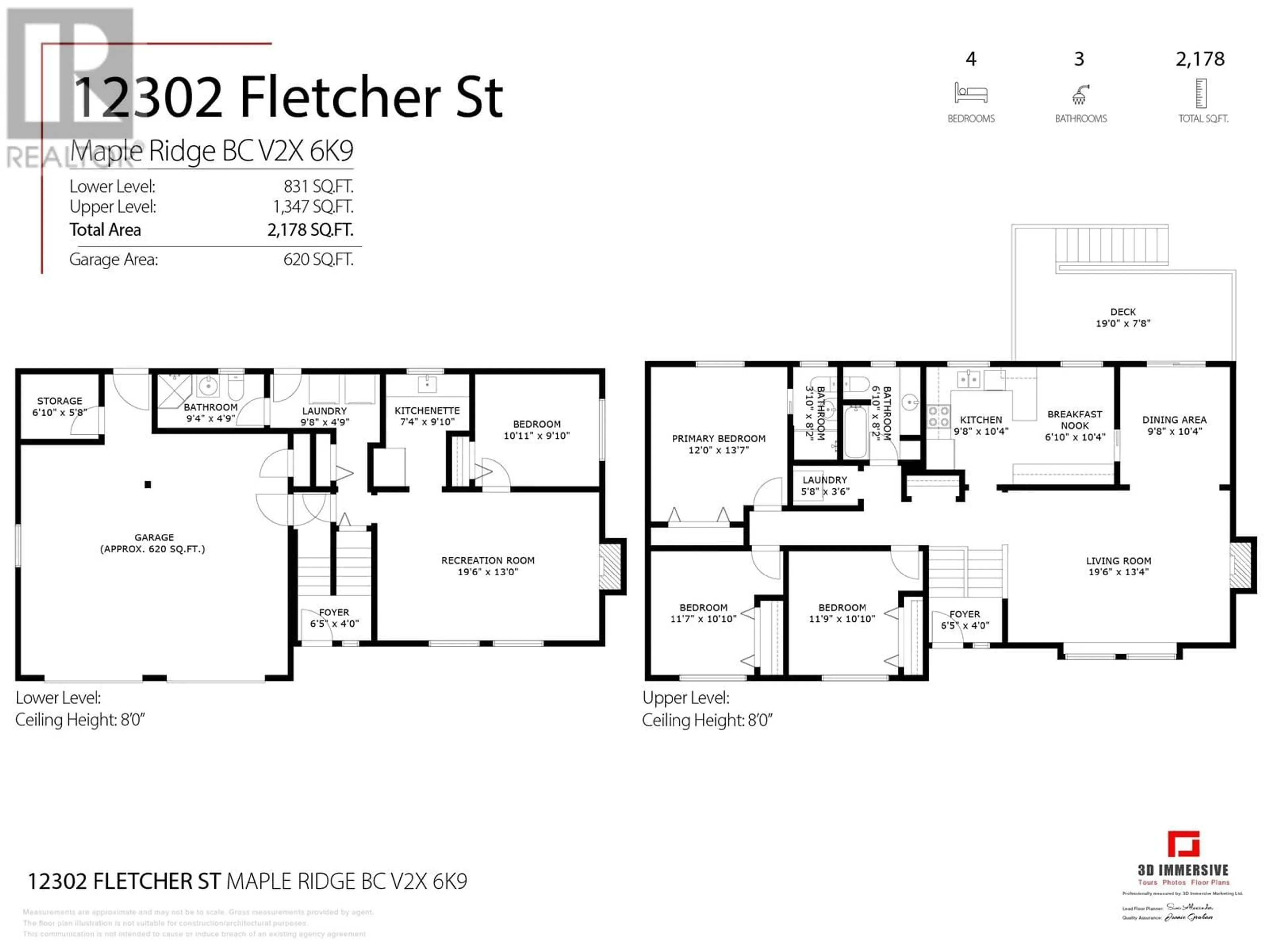 Floor plan for 12302 FLETCHER STREET, Maple Ridge British Columbia V2X6K9