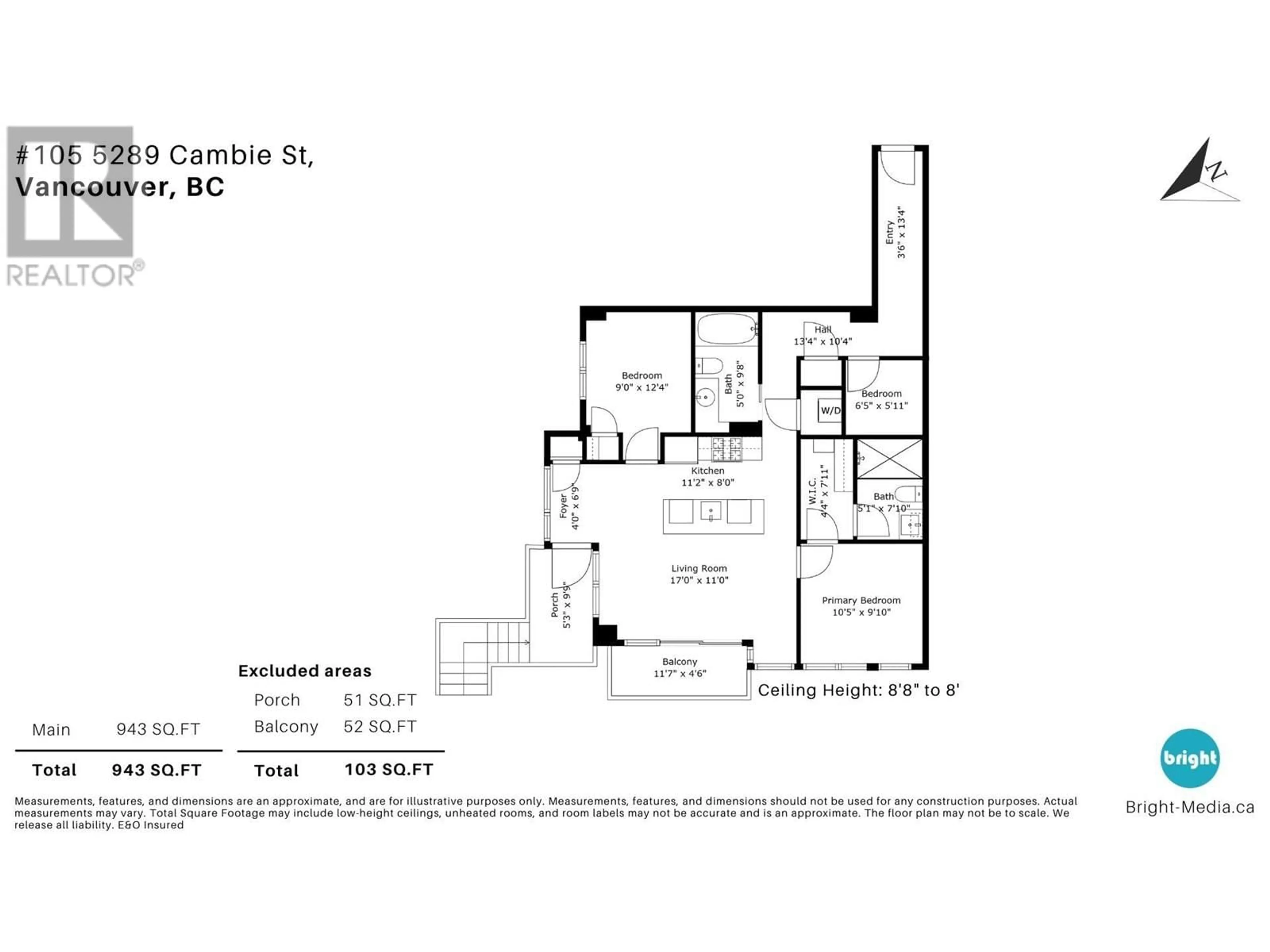 Floor plan for 105 - 5289 CAMBIE STREET, Vancouver British Columbia V5Z2Z6