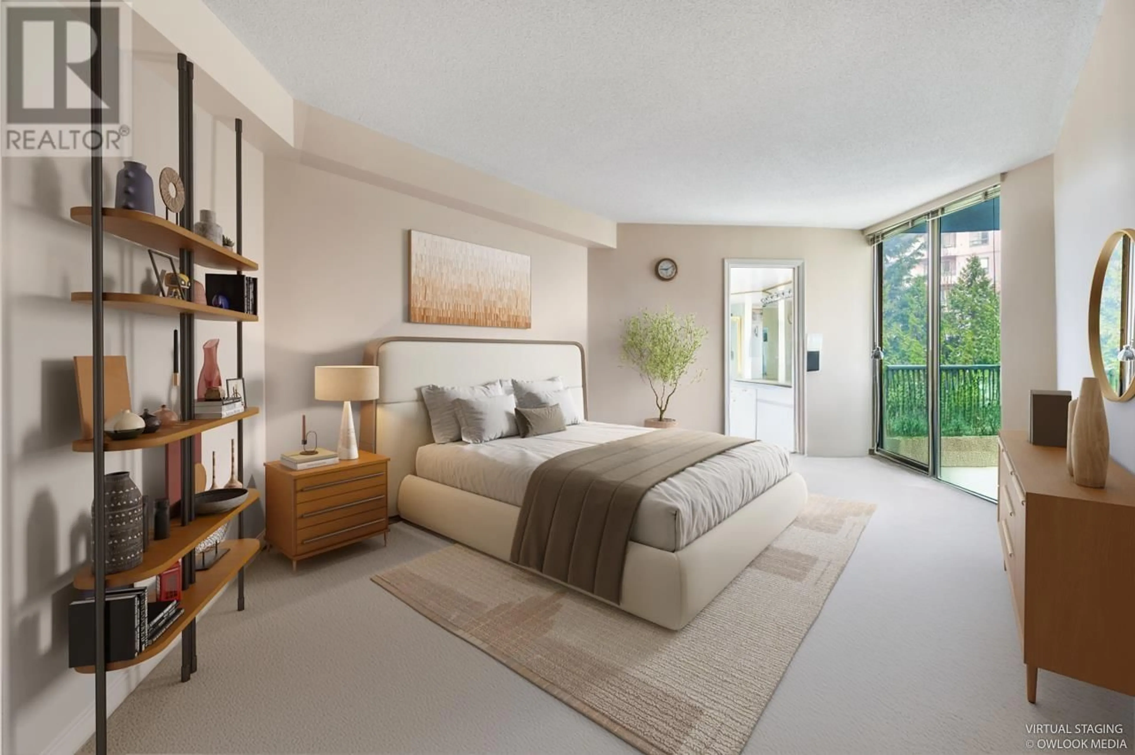 Bedroom with bed, carpet floor for 505 - 6188 PATTERSON AVENUE, Burnaby British Columbia V5H2N1