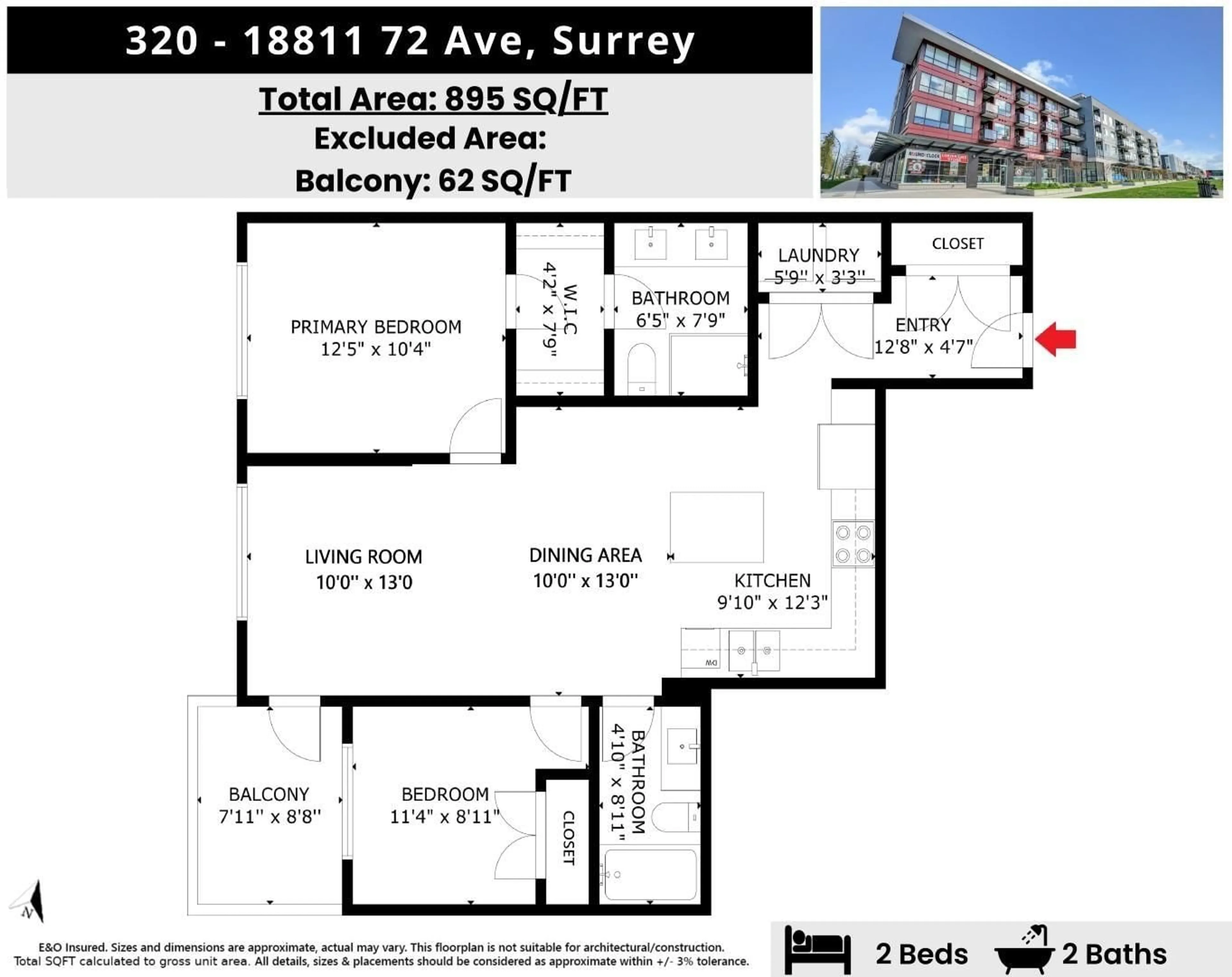 Floor plan for 320 - 18811 72, Surrey British Columbia V4N6W7