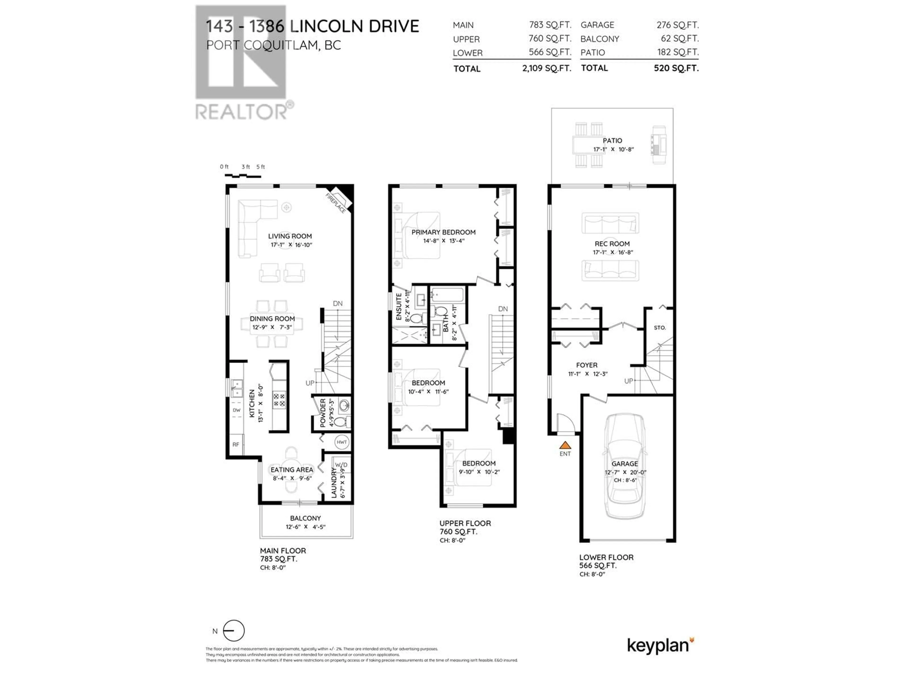 Floor plan for 143 - 1386 LINCOLN DRIVE, Port Coquitlam British Columbia V3B7G6