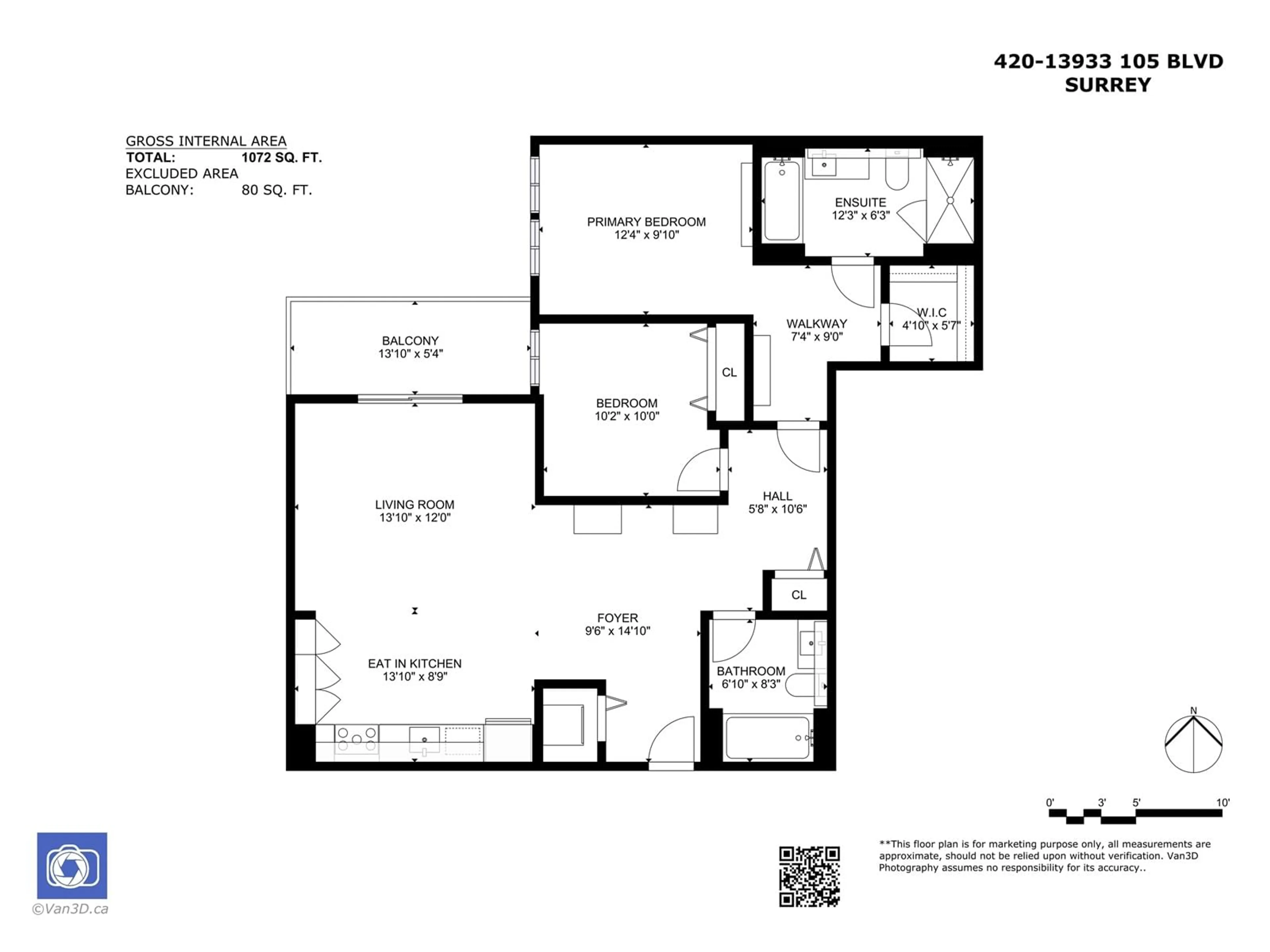 Floor plan for 420 - 13933 105, Surrey British Columbia V3T0R6