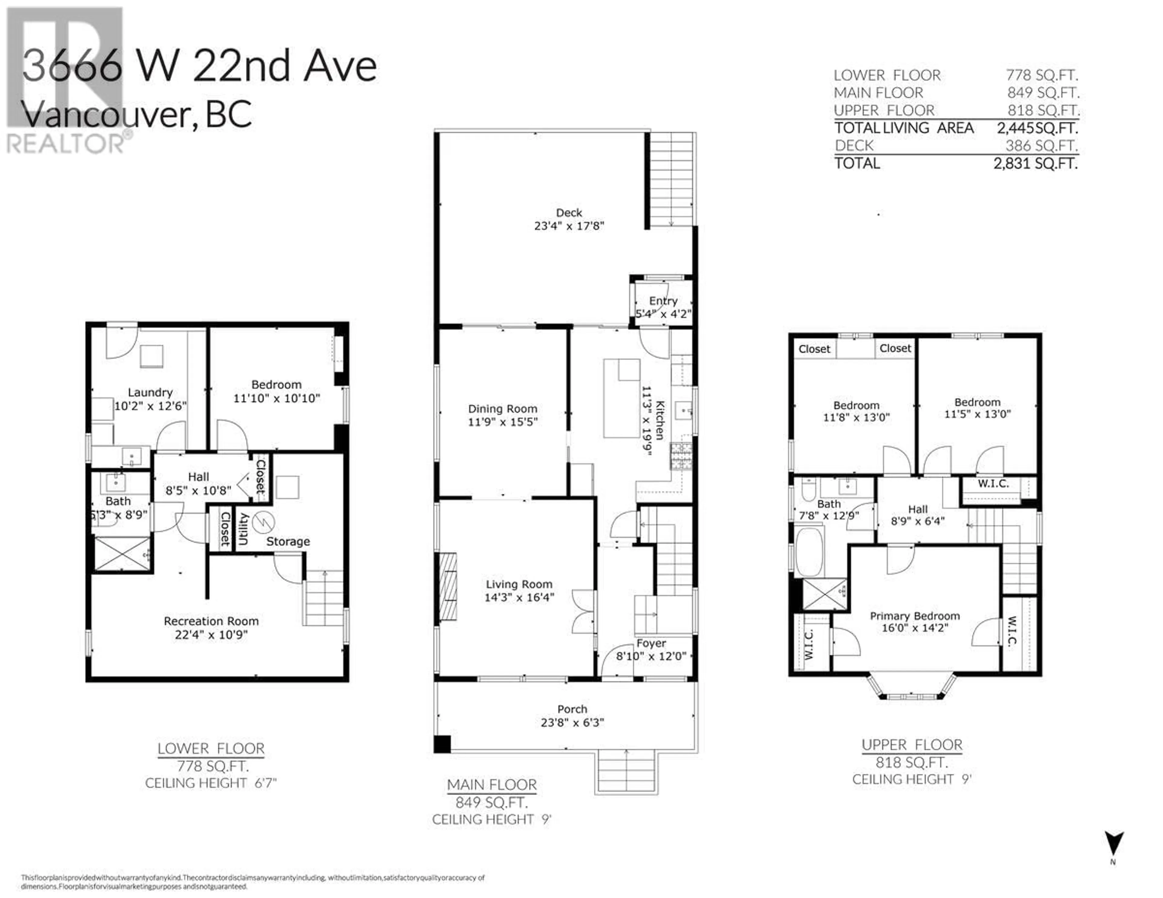 Floor plan for 3666 22ND AVENUE, Vancouver British Columbia V6S1J6