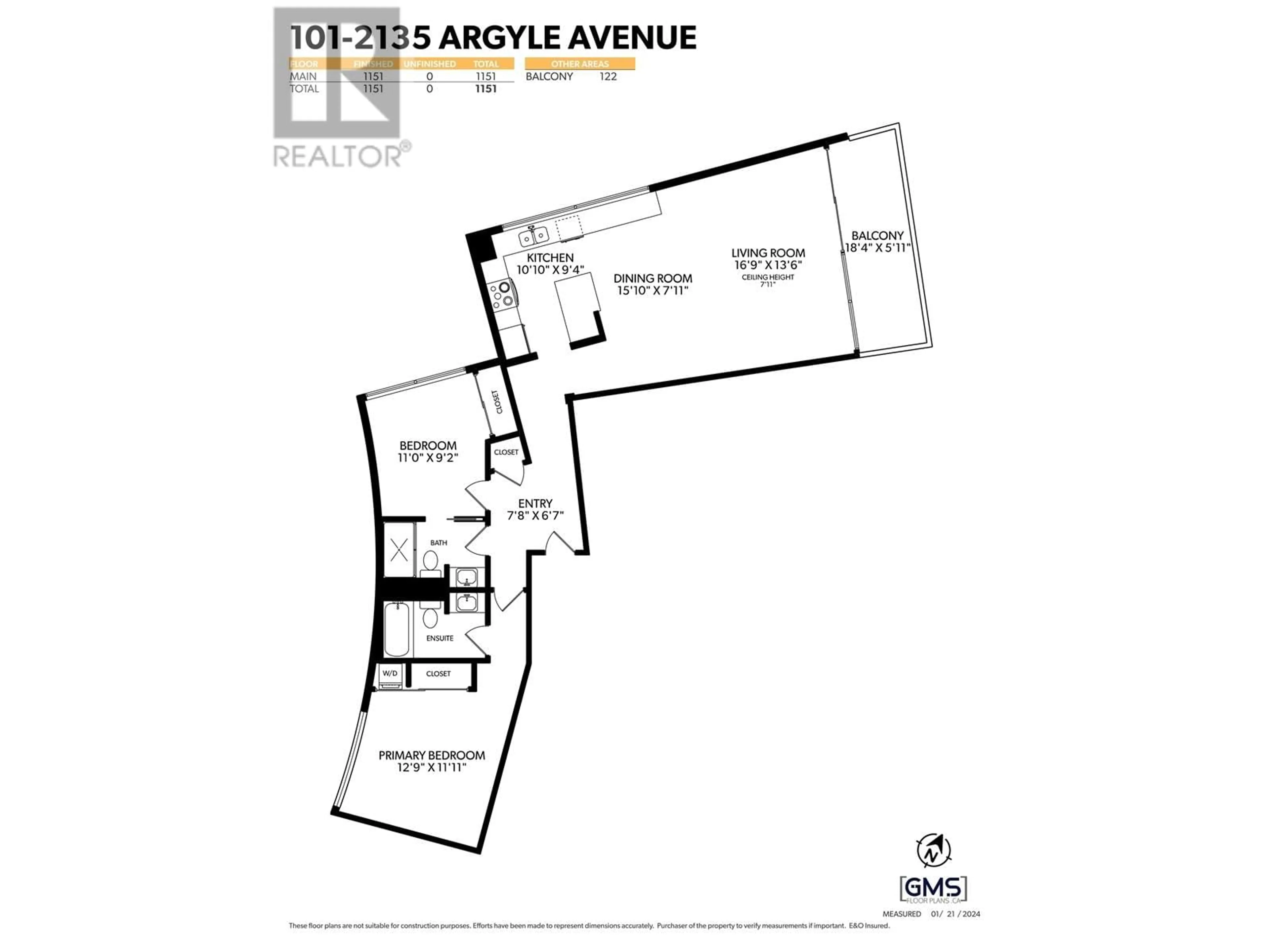 Floor plan for 101 - 2135 ARGYLE AVENUE, West Vancouver British Columbia V7V1A5
