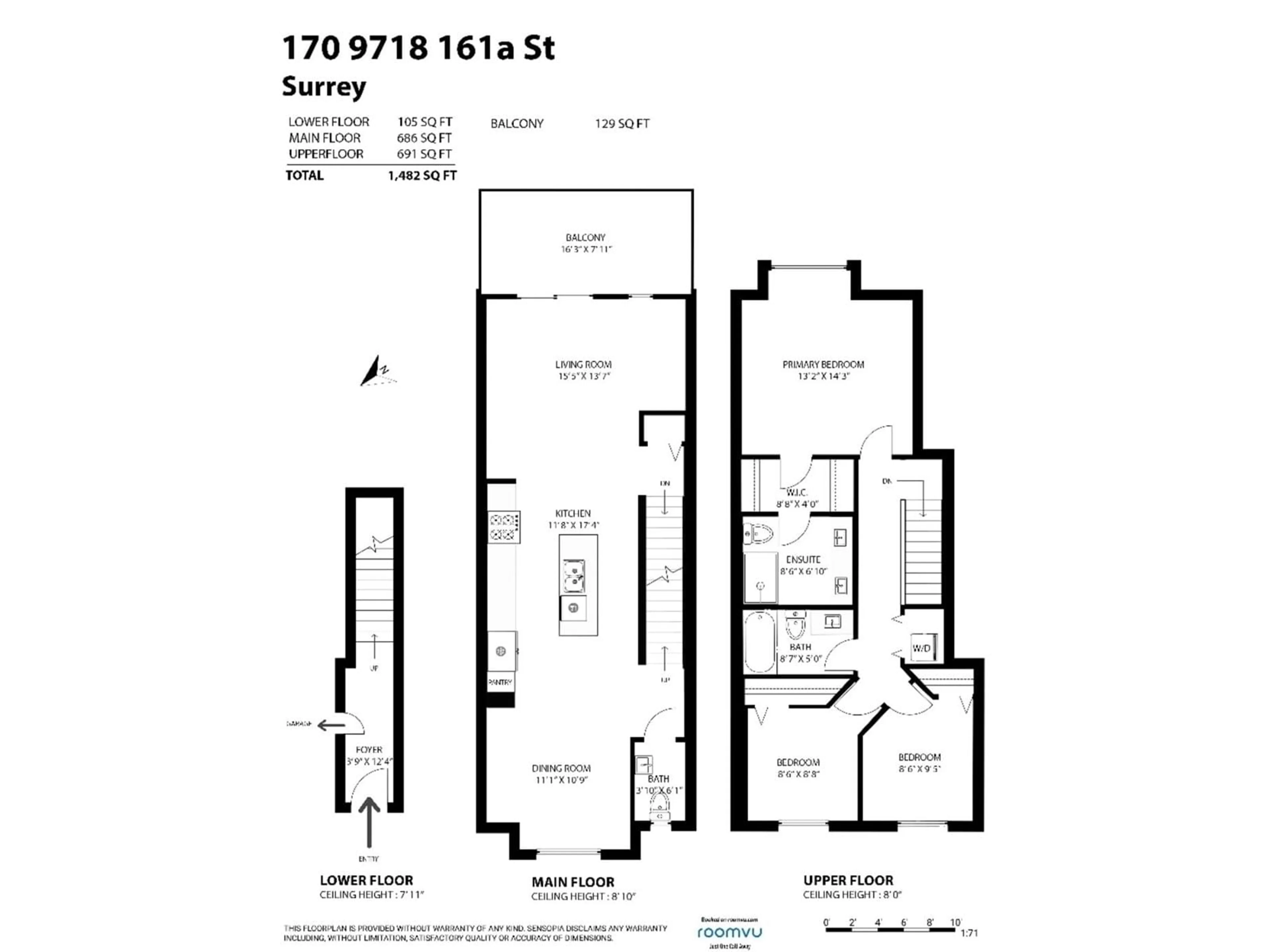 Floor plan for 170 - 9718 161A, Surrey British Columbia V4N6S7