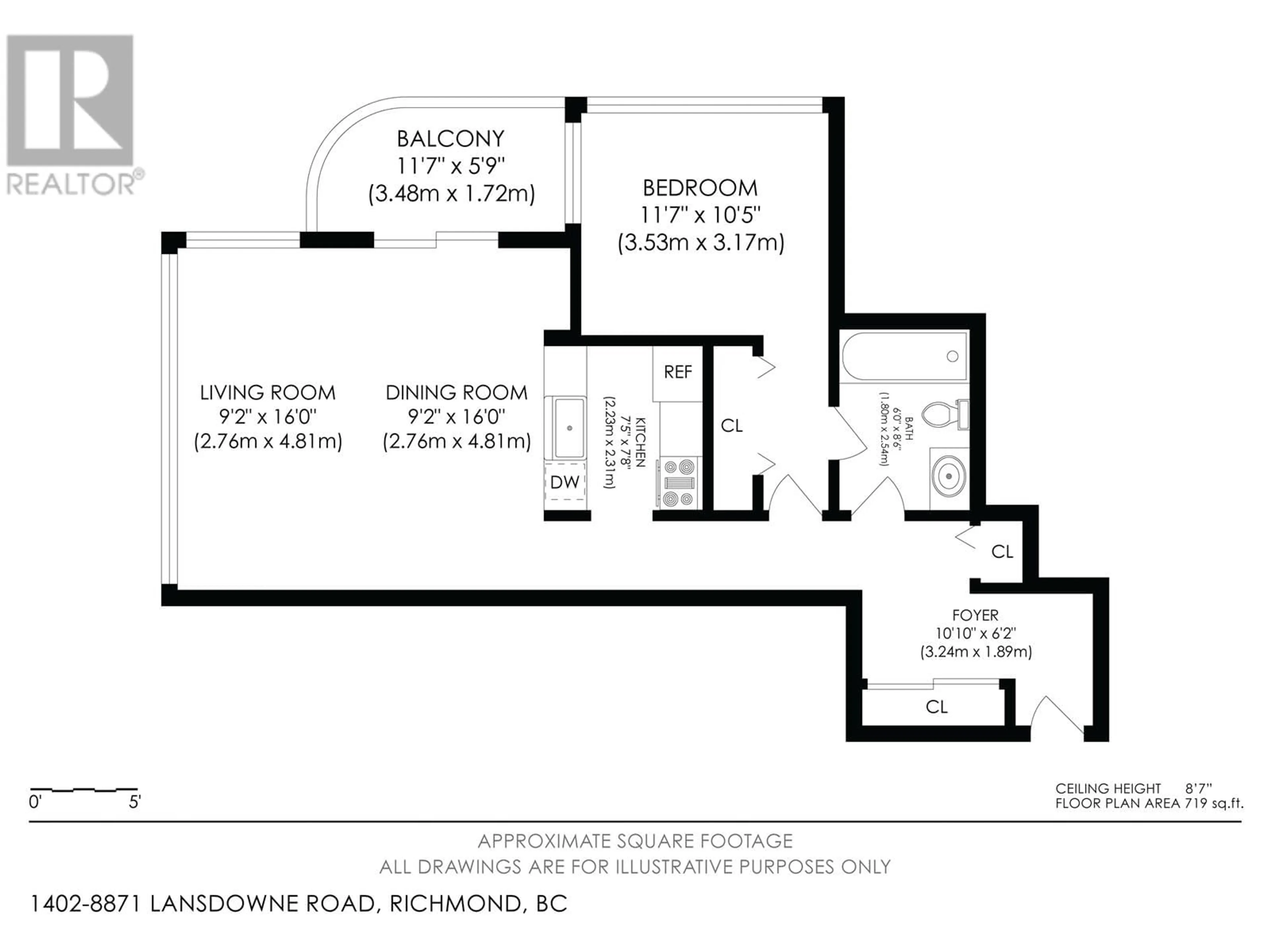 Floor plan for 1402 - 8871 LANSDOWNE ROAD, Richmond British Columbia V6X3X8