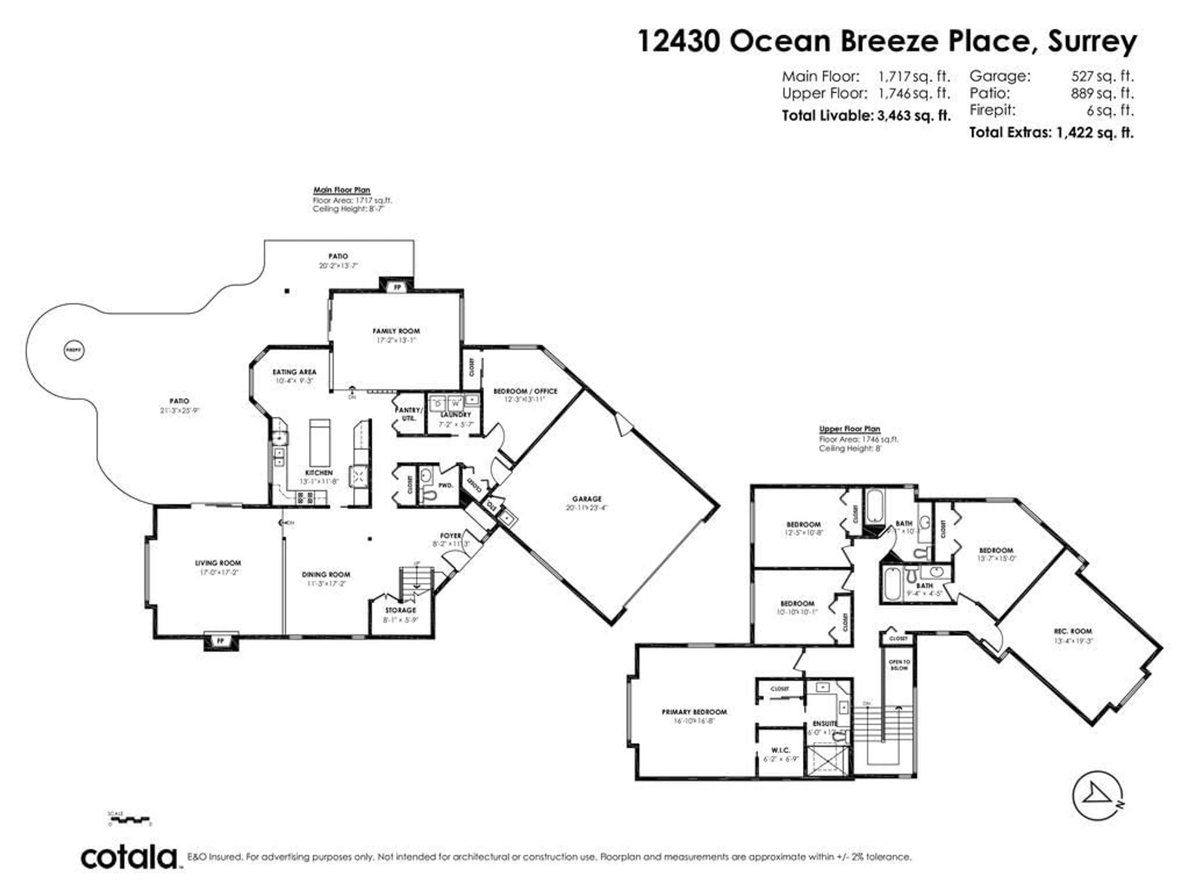Floor plan for 12430 OCEAN BREEZE, Surrey British Columbia V4A9K3