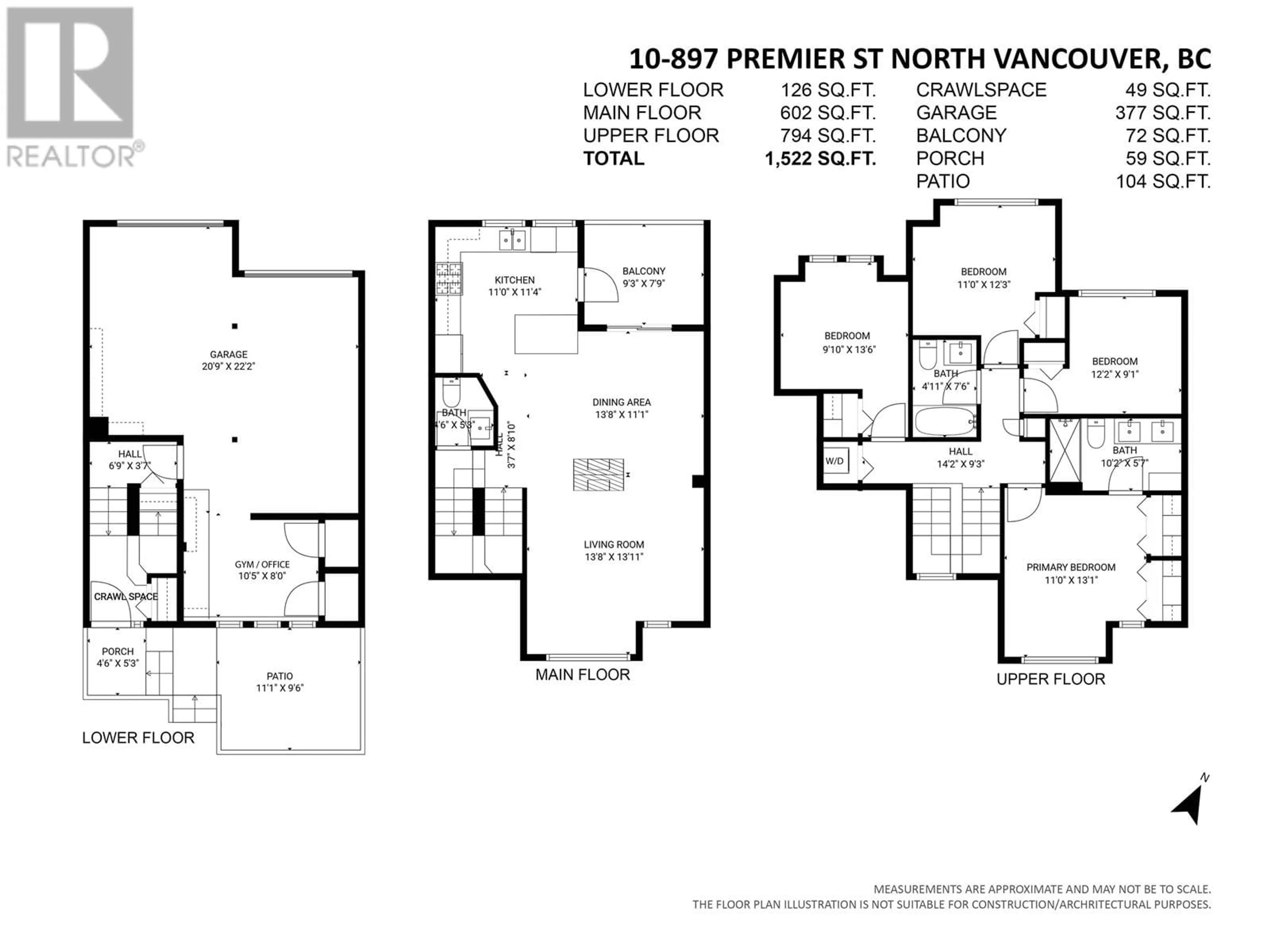 Floor plan for 10 - 897 PREMIER STREET, North Vancouver British Columbia V7J2G7