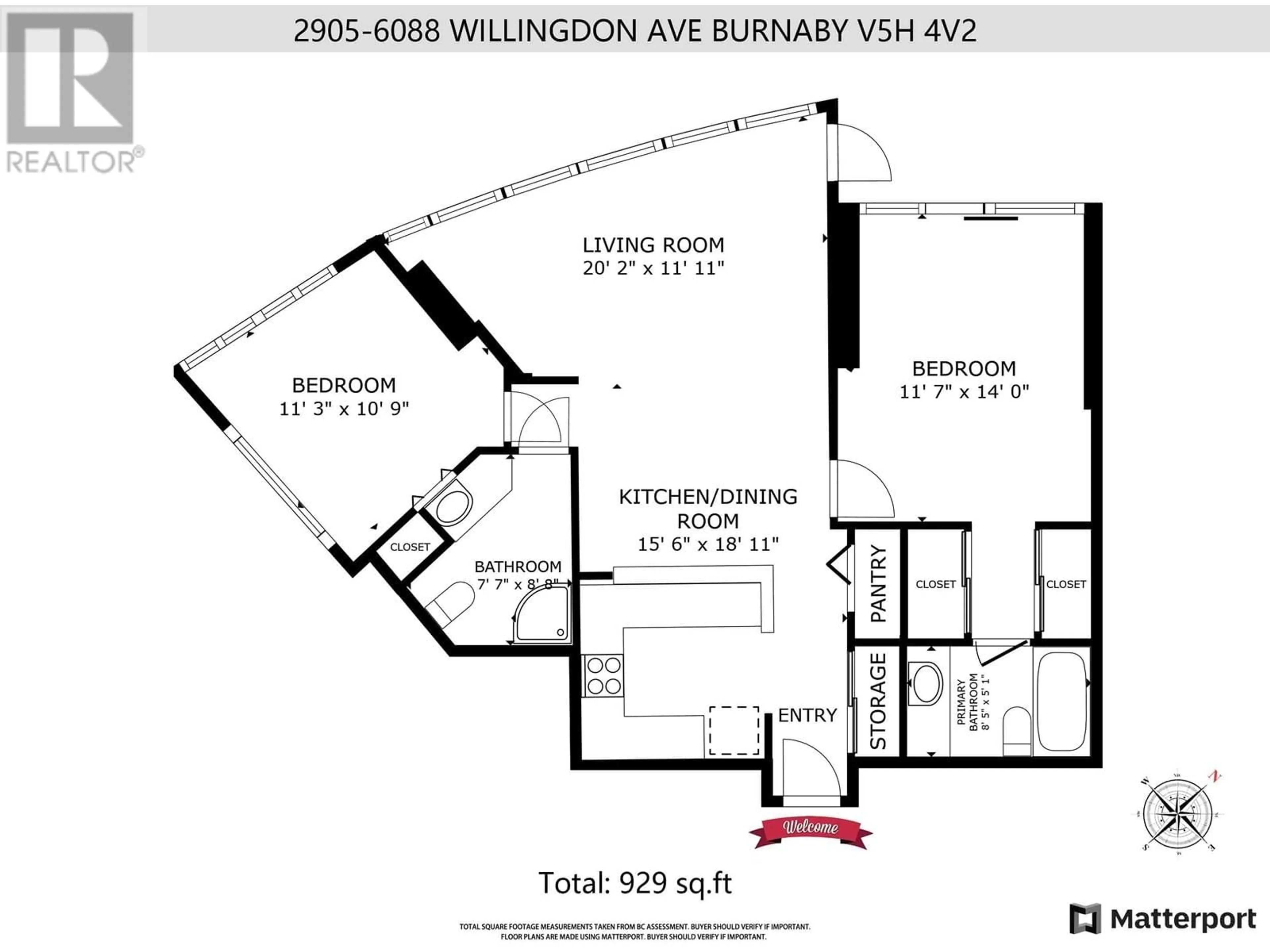 Floor plan for 2905 - 6088 WILLINGDON AVENUE, Burnaby British Columbia V5H4V2