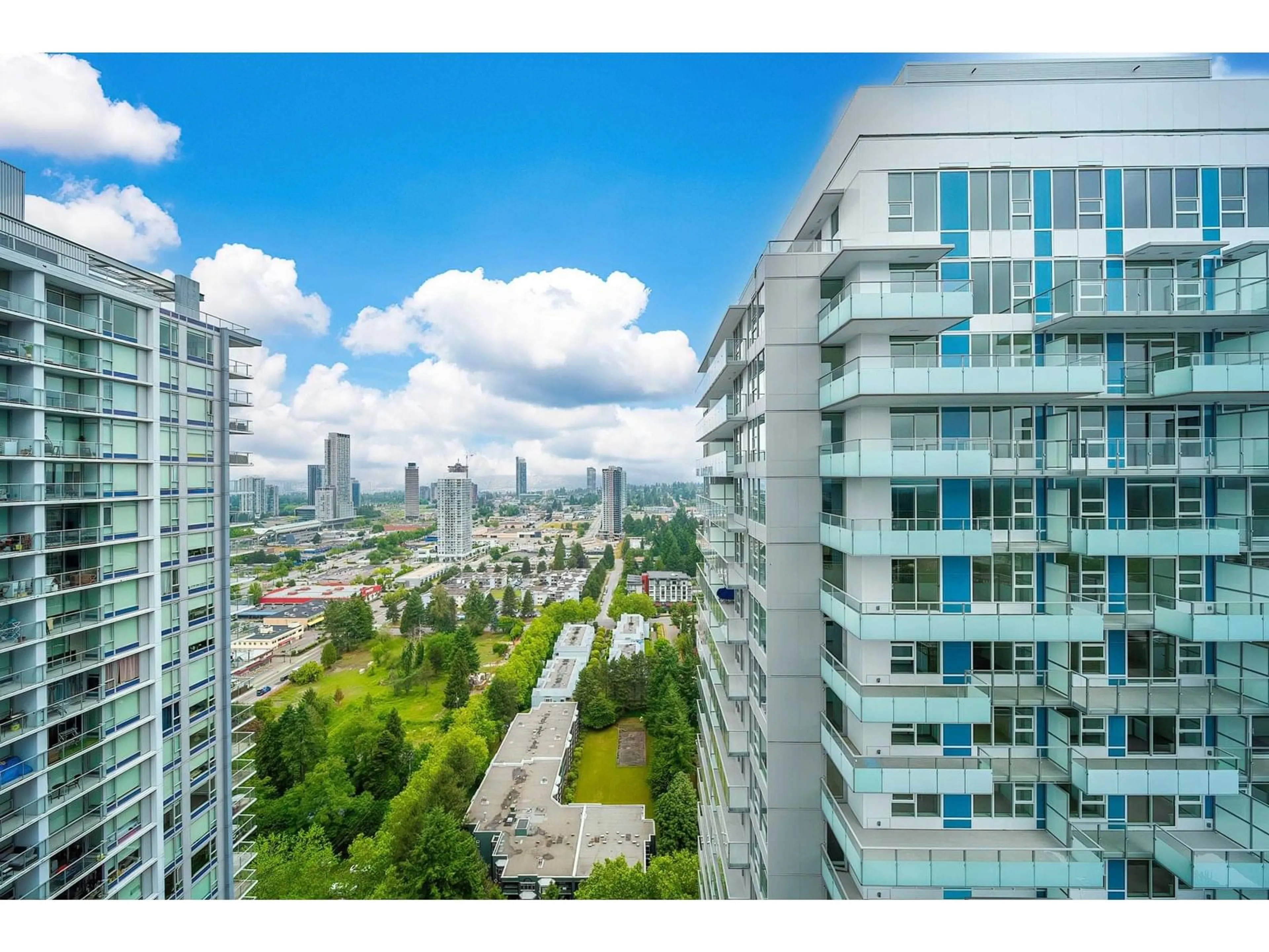 A pic from outside/outdoor area/front of a property/back of a property/a pic from drone, city buildings view from balcony for 3301 - 13768 100, Surrey British Columbia V3T0V2