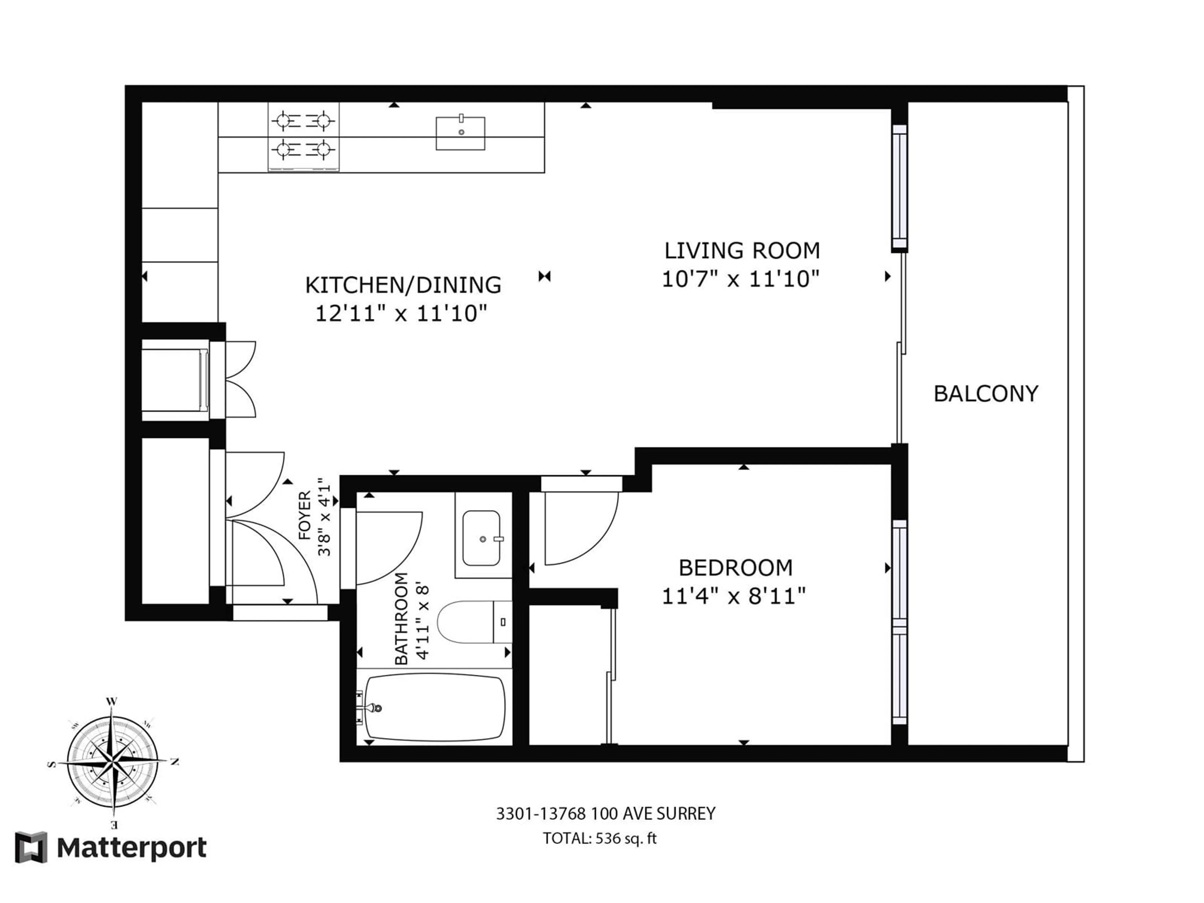 Floor plan for 3301 - 13768 100, Surrey British Columbia V3T0V2