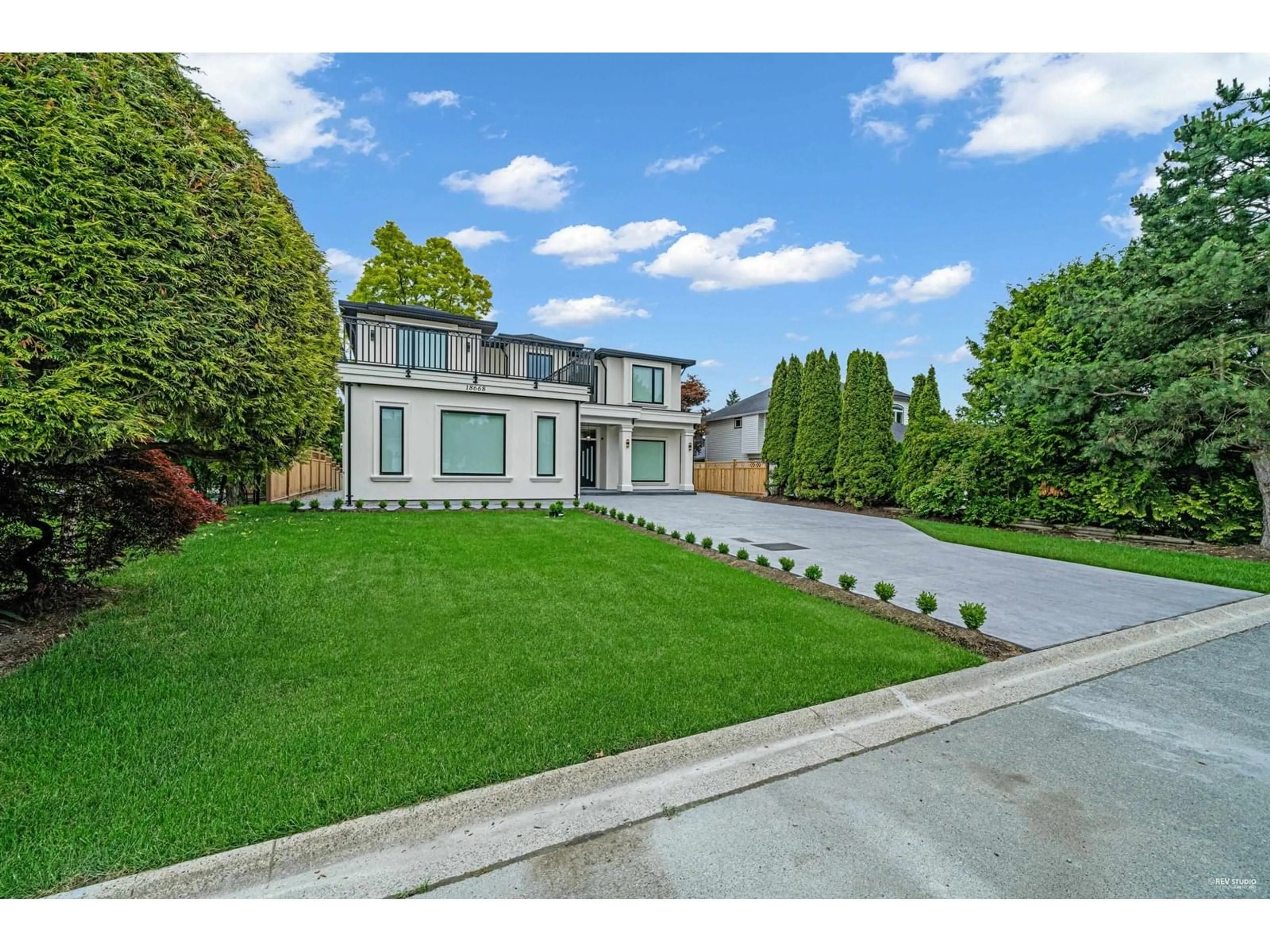 A pic from outside/outdoor area/front of a property/back of a property/a pic from drone, street for 18668 56A, Surrey British Columbia V3S7Y2