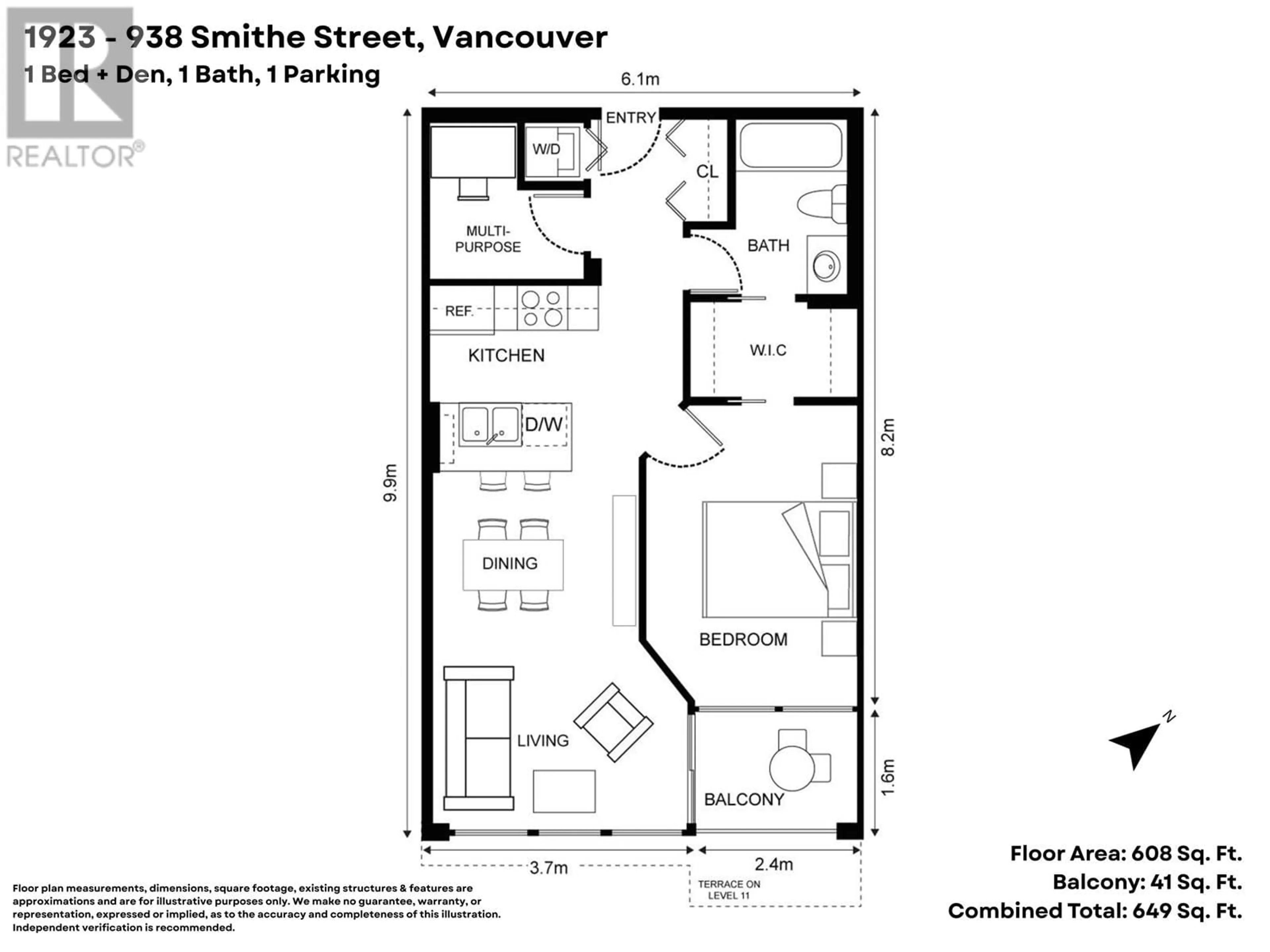 Floor plan for 1923 - 938 SMITHE STREET, Vancouver British Columbia V6Z3H8