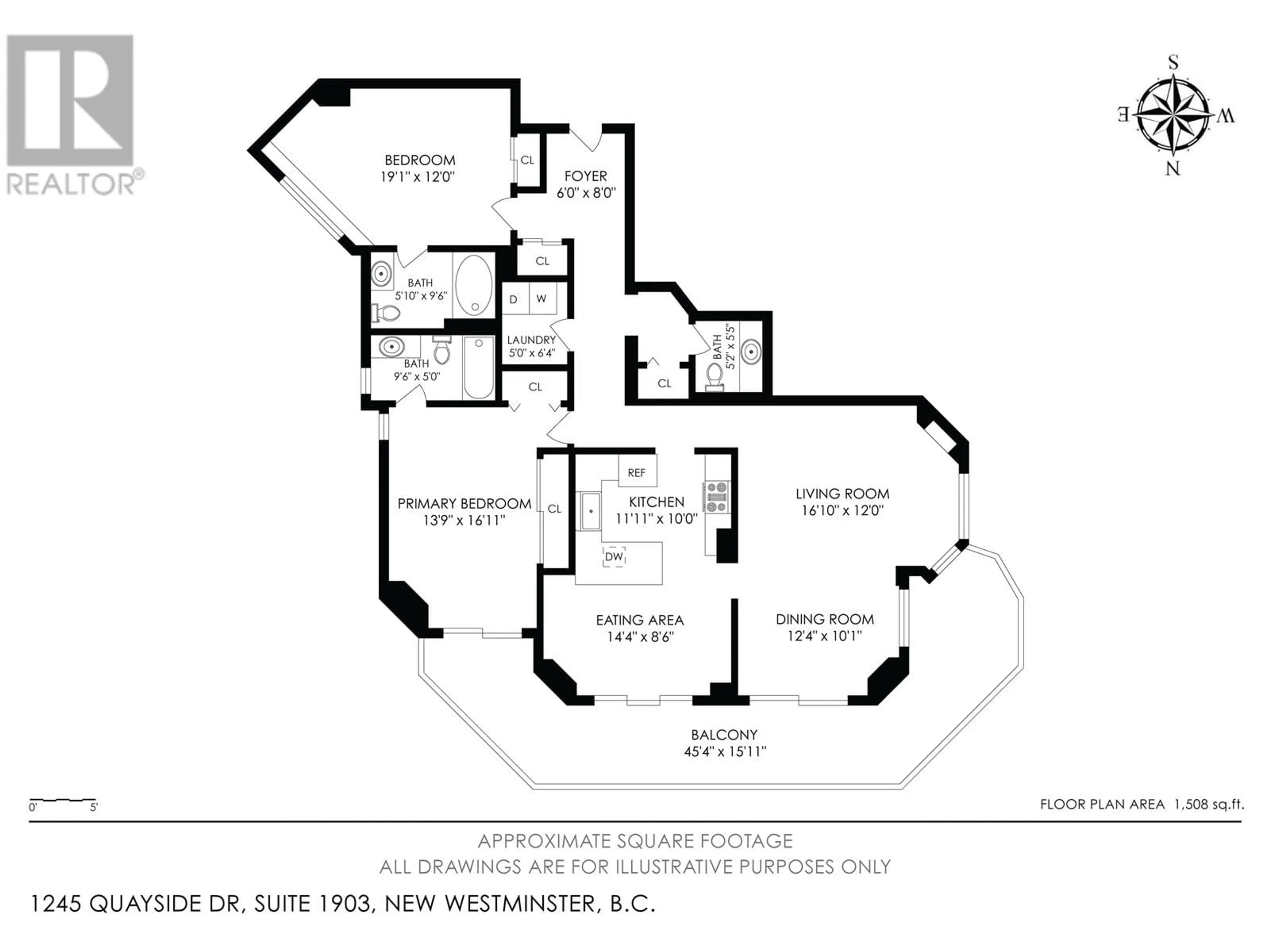 Floor plan for 1903 - 1245 QUAYSIDE DRIVE, New Westminster British Columbia V2Y0G9