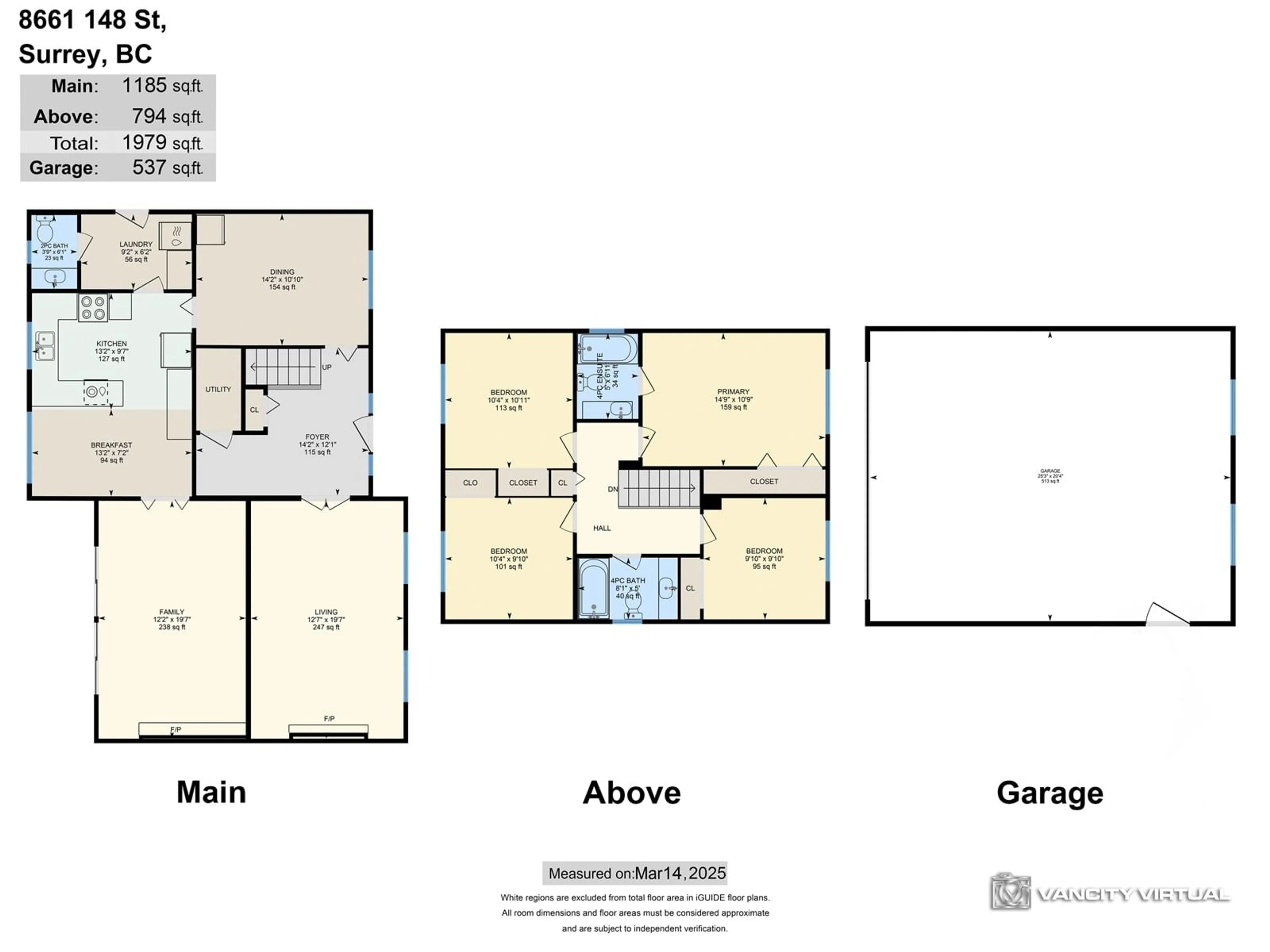 Floor plan for 8661 148, Surrey British Columbia V3S3G6