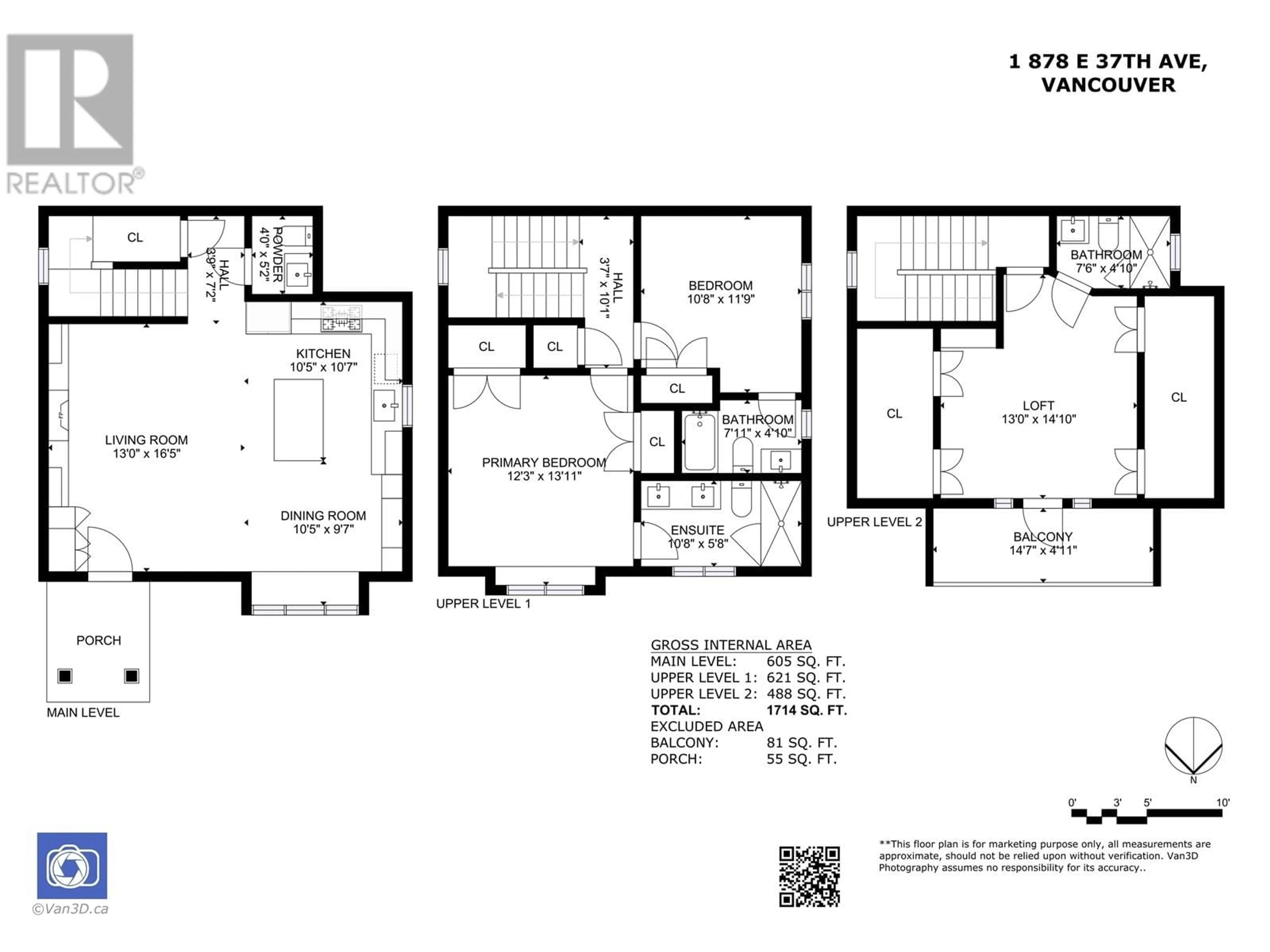 Floor plan for 1 - 878 37TH AVENUE, Vancouver British Columbia V5W1G2
