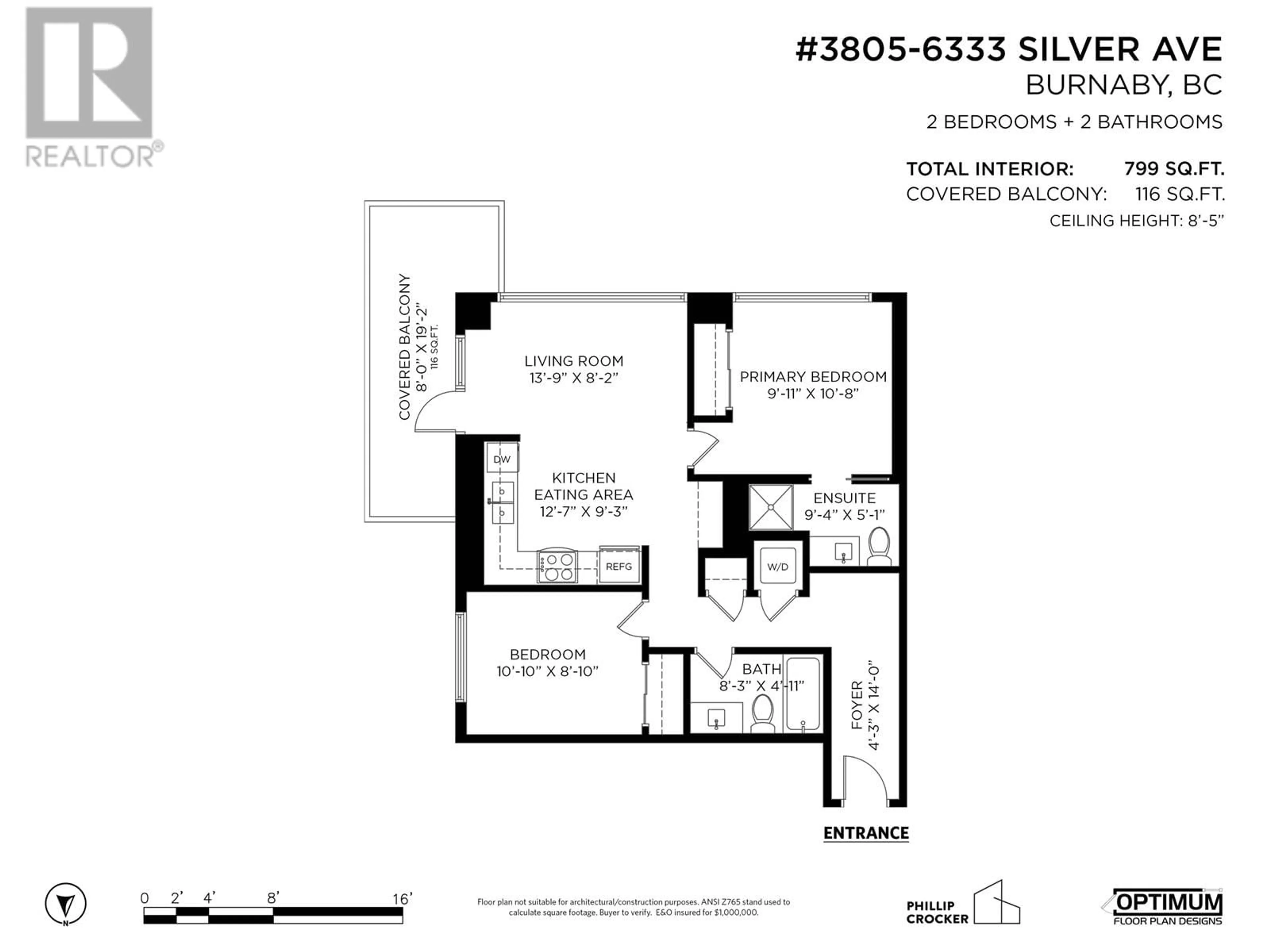 Floor plan for 3805 - 6333 SILVER AVENUE, Burnaby British Columbia V5H0C3
