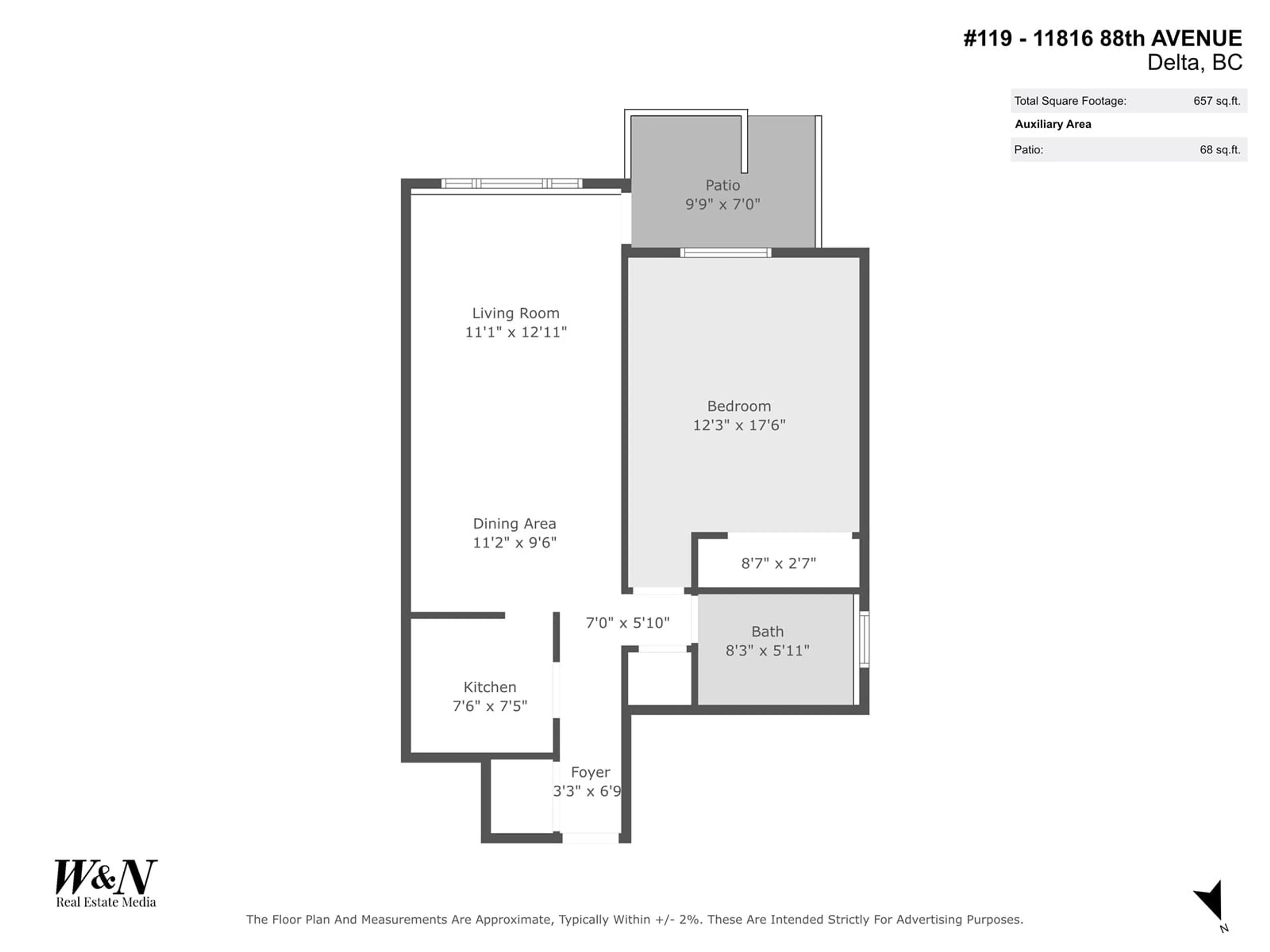Floor plan for 119 - 11816 88, Delta British Columbia V4C3C5