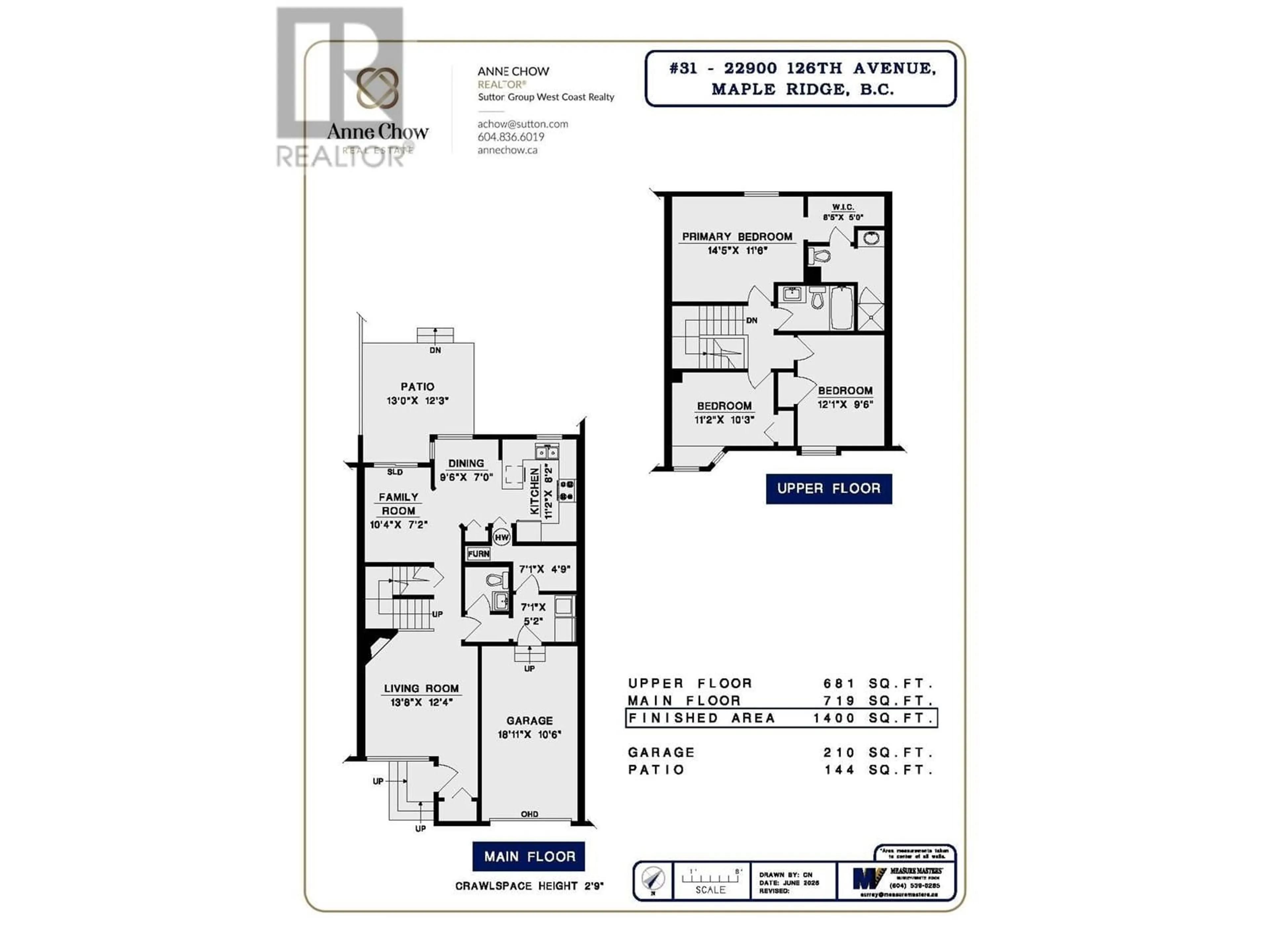Floor plan for 31 - 22900 126 AVENUE, Maple Ridge British Columbia V2X0W9
