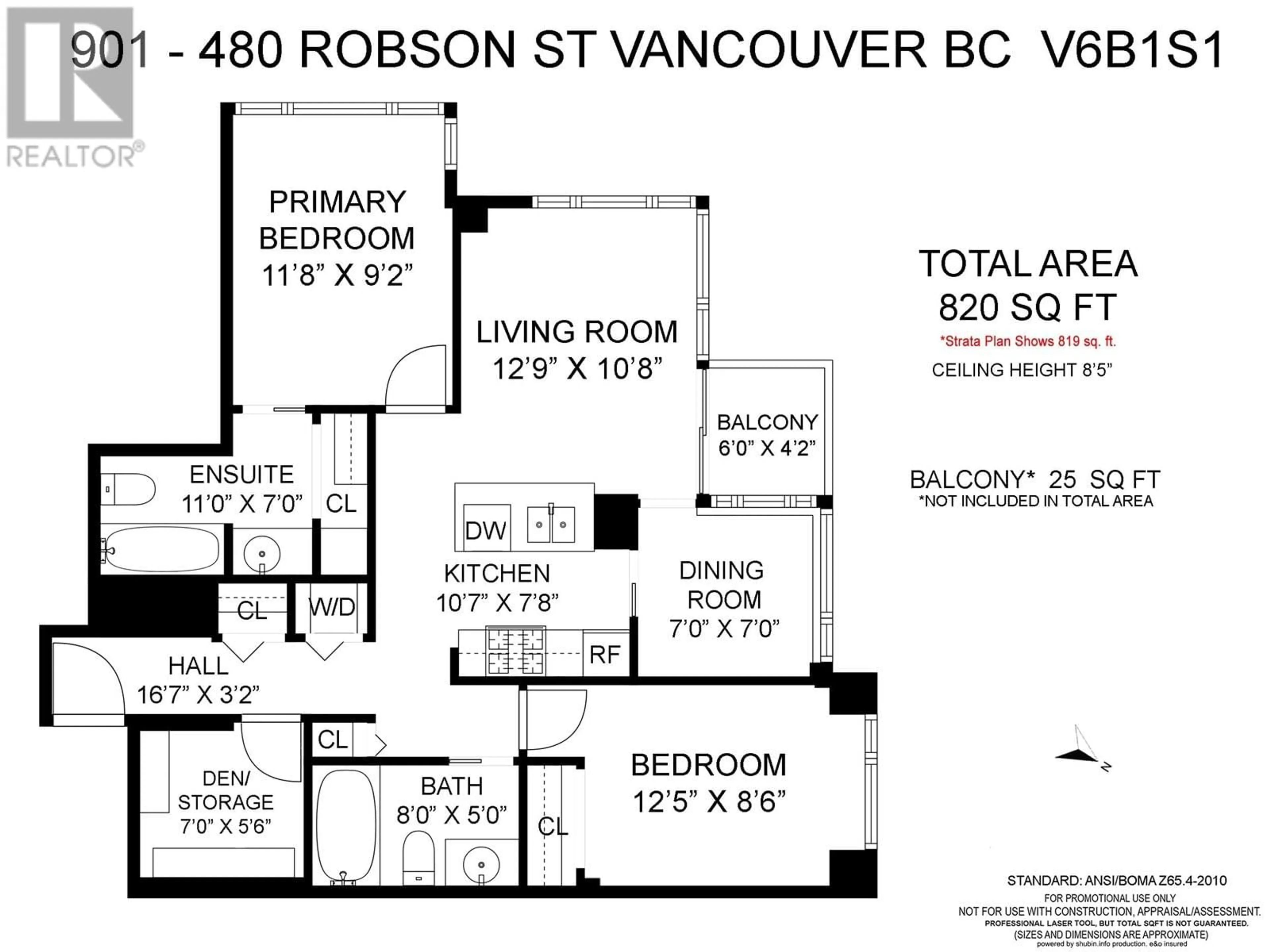 Floor plan for 901 - 480 ROBSON STREET, Vancouver British Columbia V6B1S1