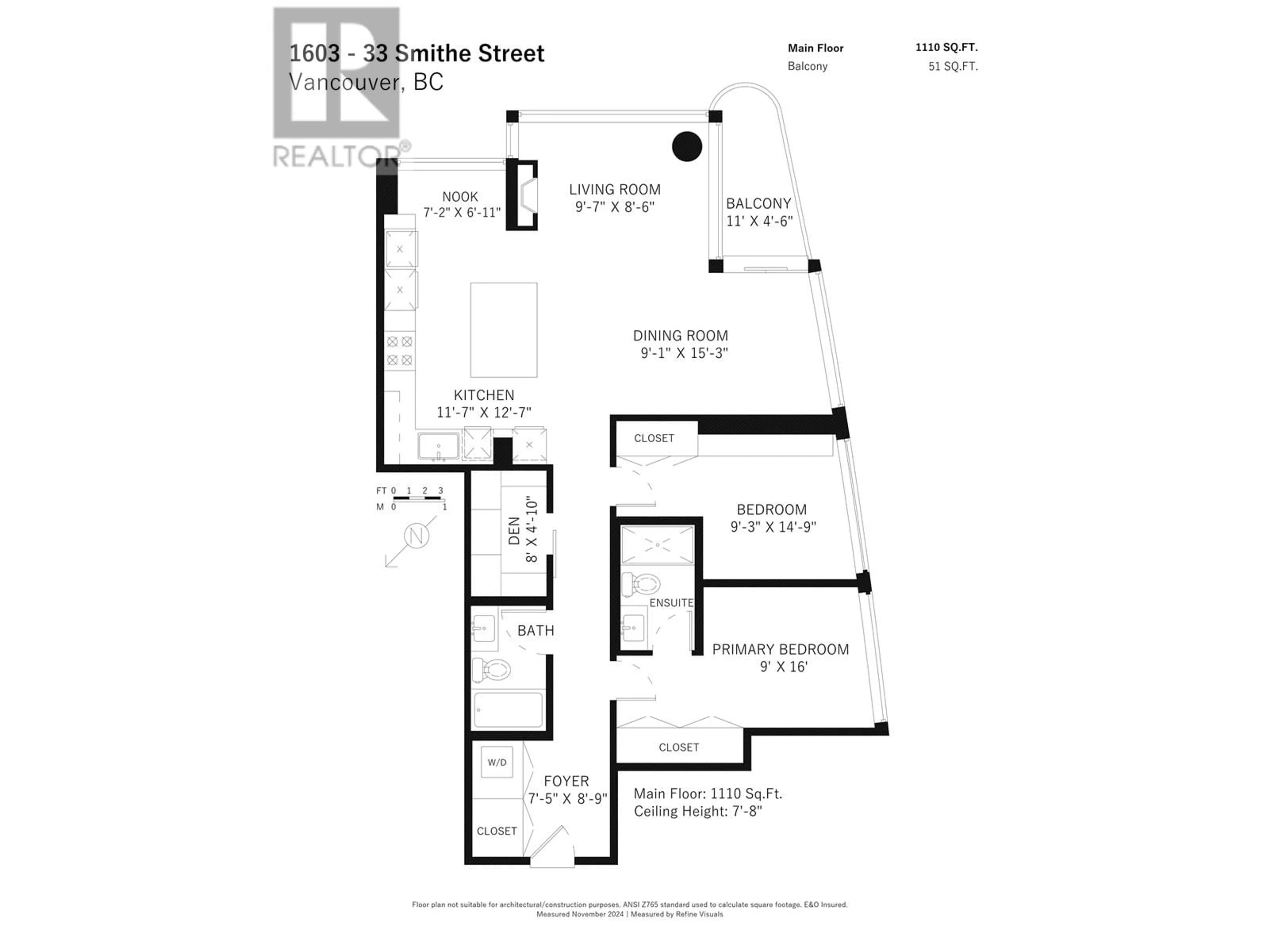 Floor plan for 1603 - 33 SMITHE STREET, Vancouver British Columbia V6B0B5