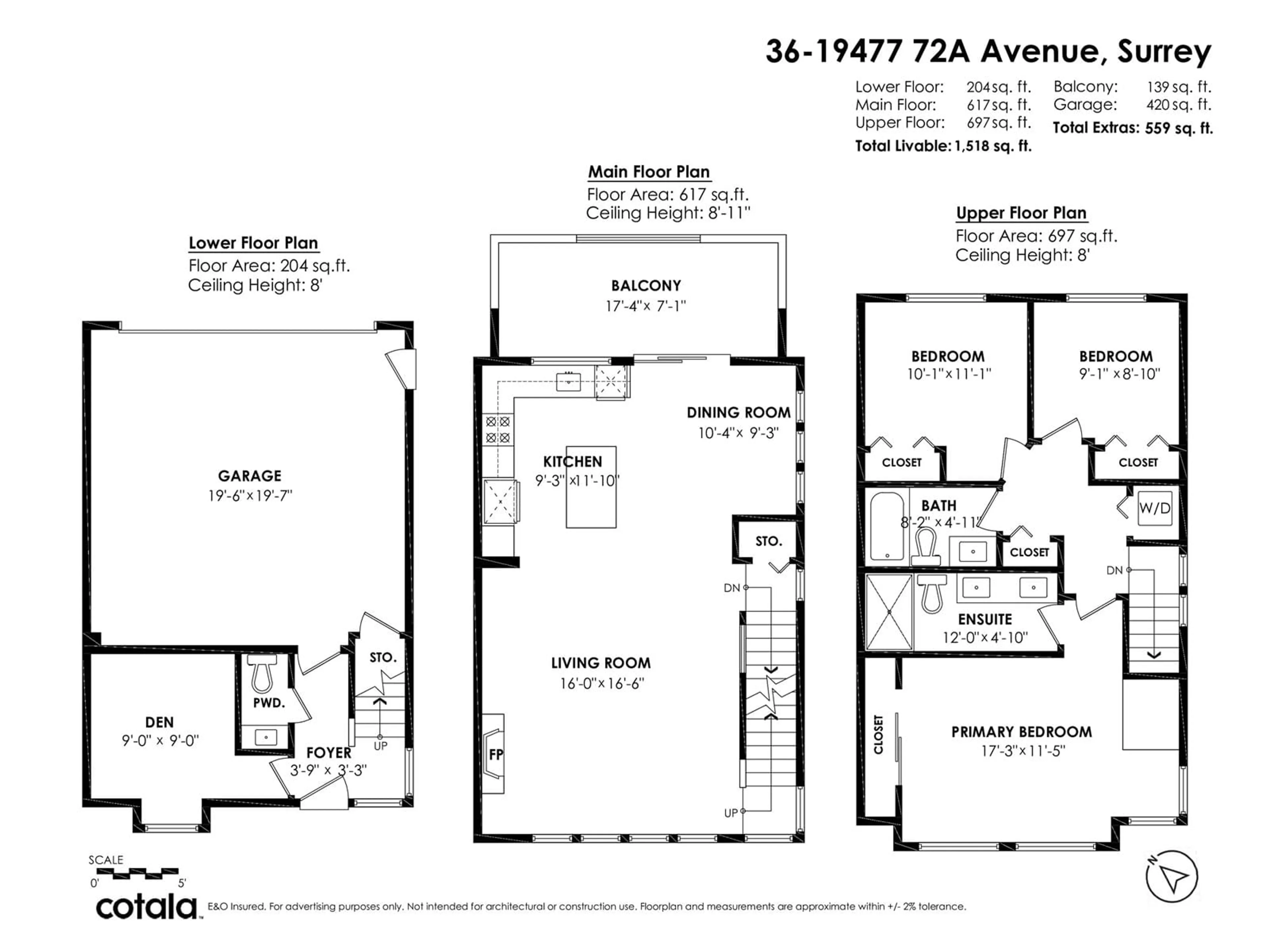 Floor plan for 36 - 19477 72A, Surrey British Columbia V4N6M2
