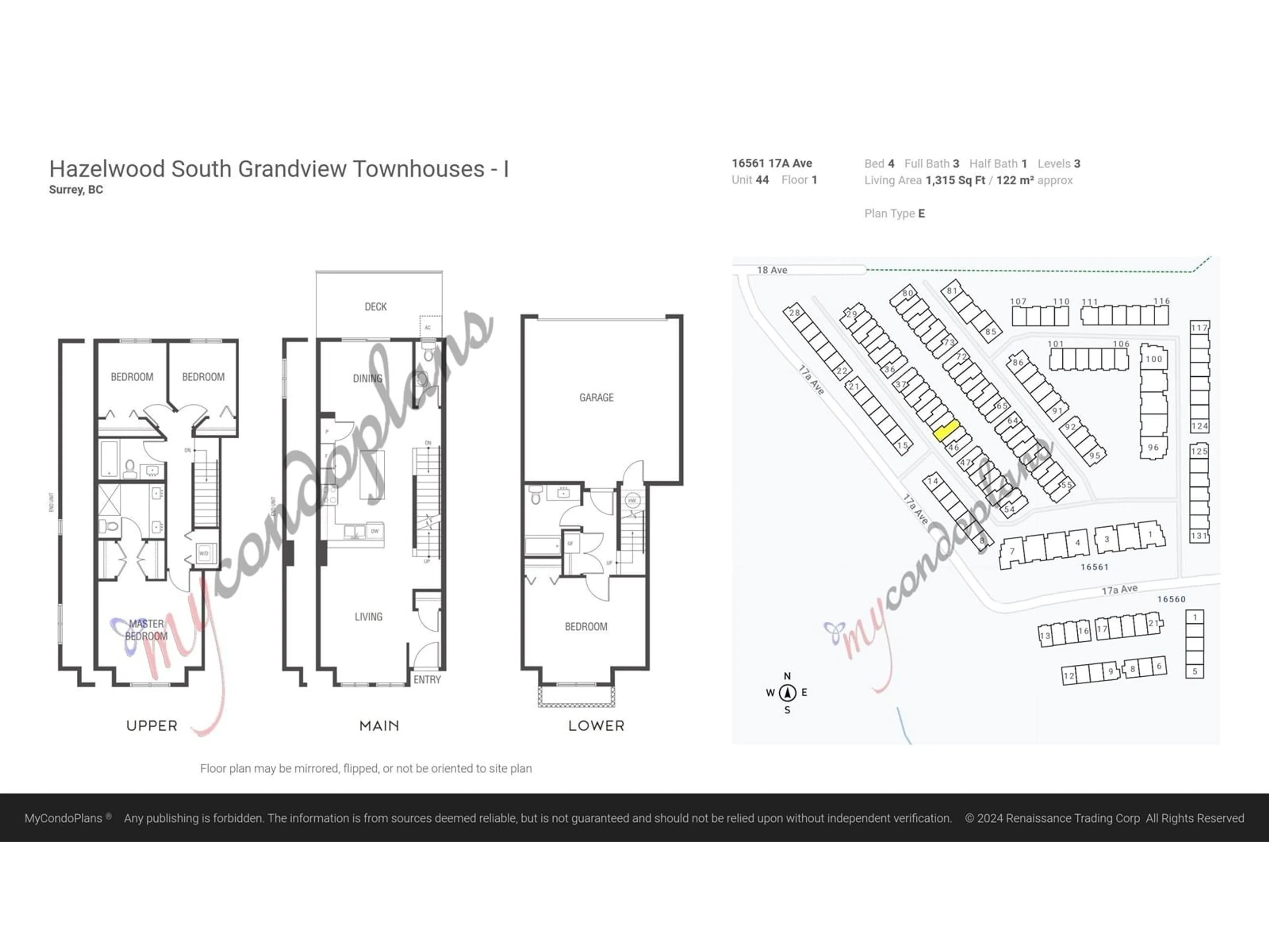 Floor plan for 44 - 16561 17A, Surrey British Columbia V3Z1J3