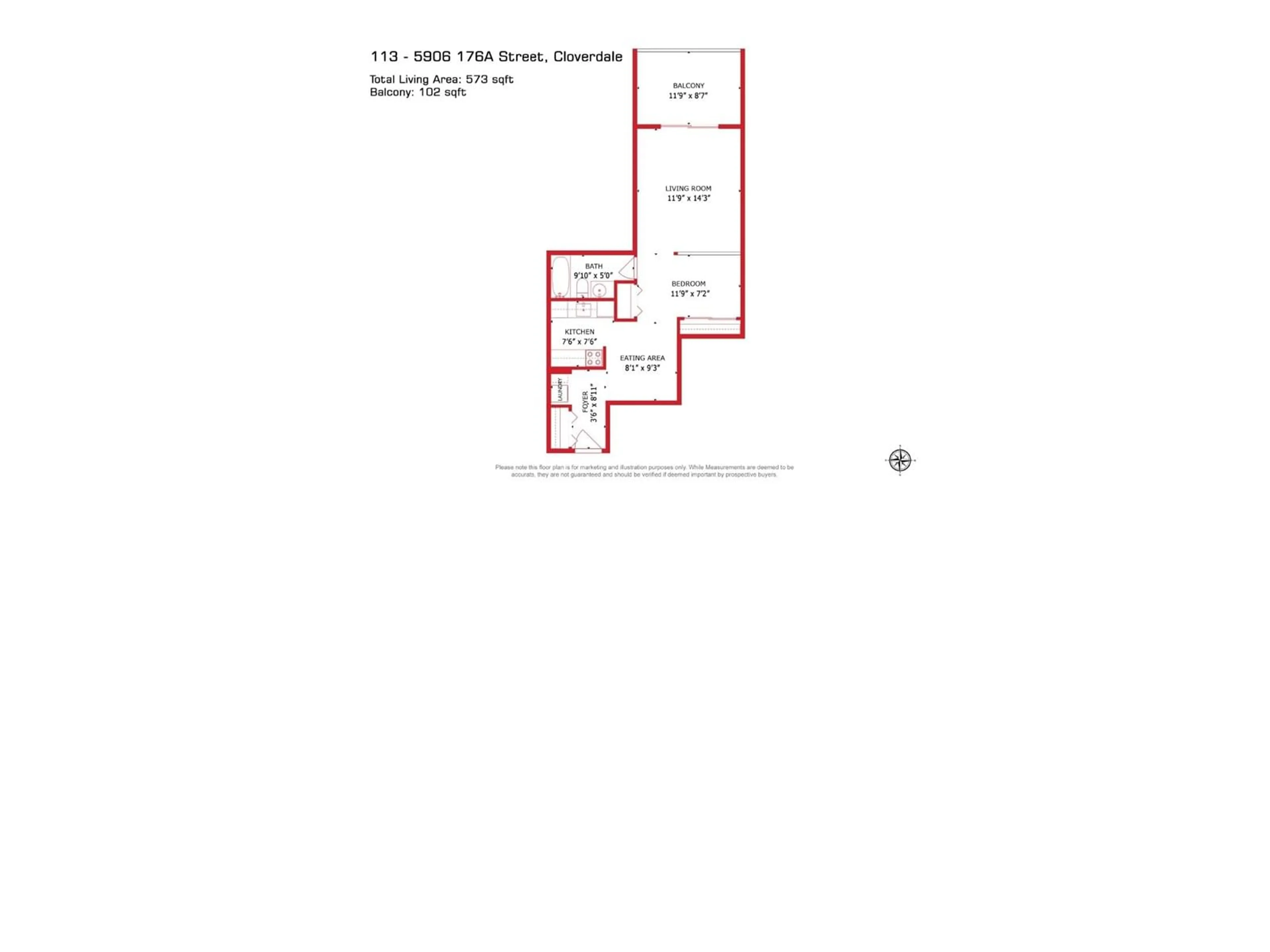 Floor plan for 113 - 5906 176A, Surrey British Columbia V3S4H7