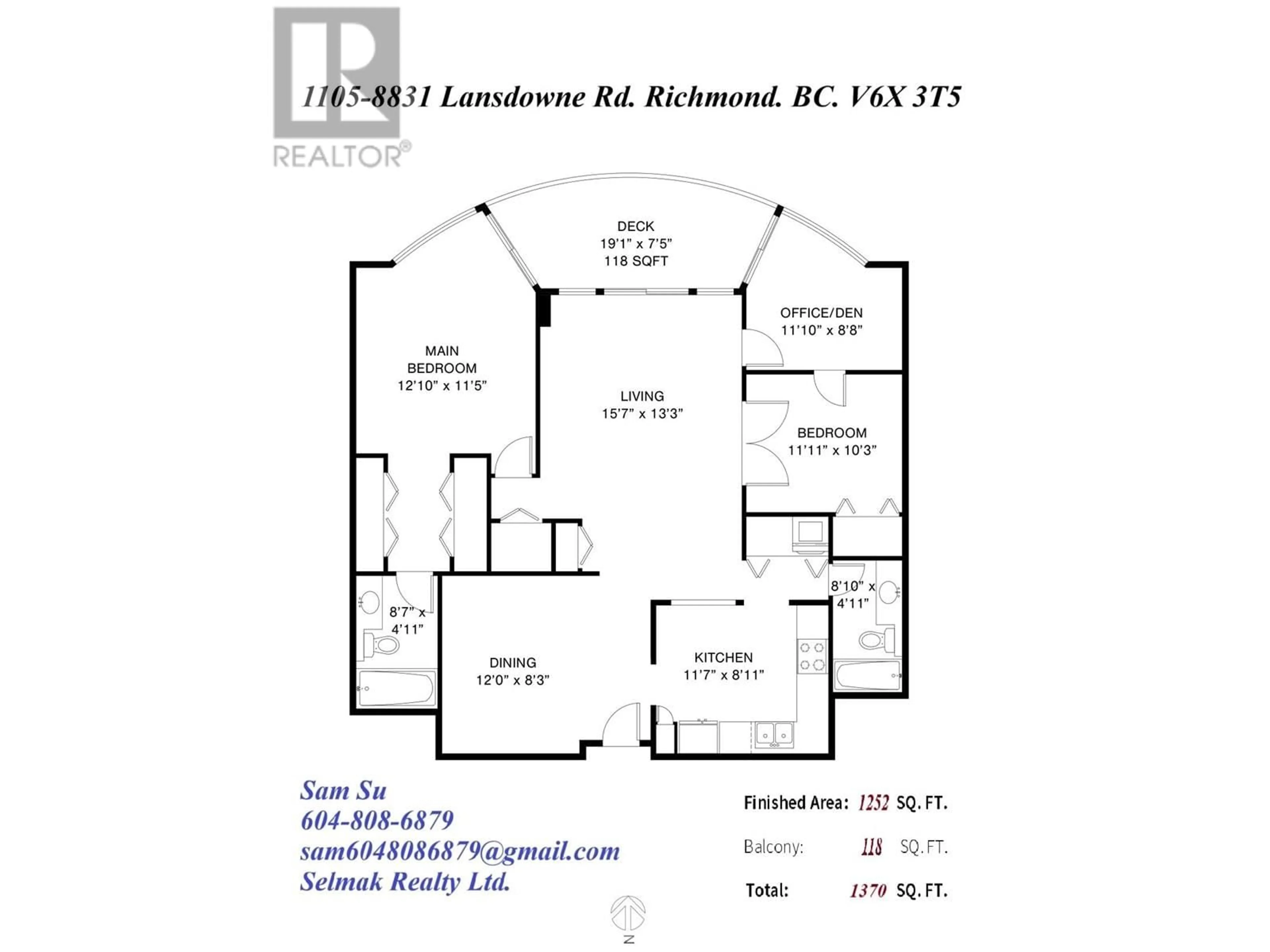 Floor plan for 1105 - 8831 LANSDOWNE ROAD, Richmond British Columbia V6X3T5