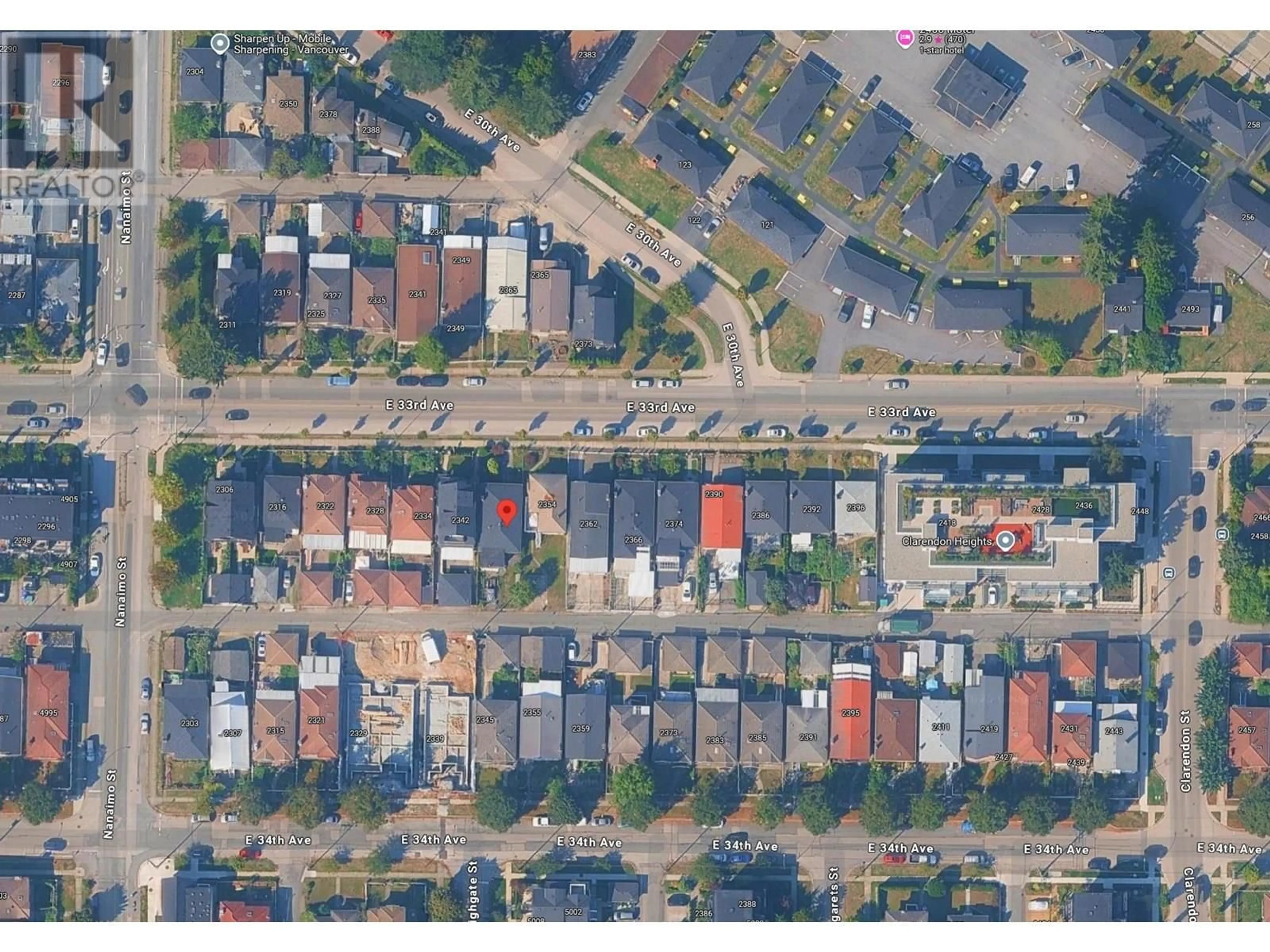 A pic from outside/outdoor area/front of a property/back of a property/a pic from drone, street for 2346 33RD AVENUE, Vancouver British Columbia V5R2S3