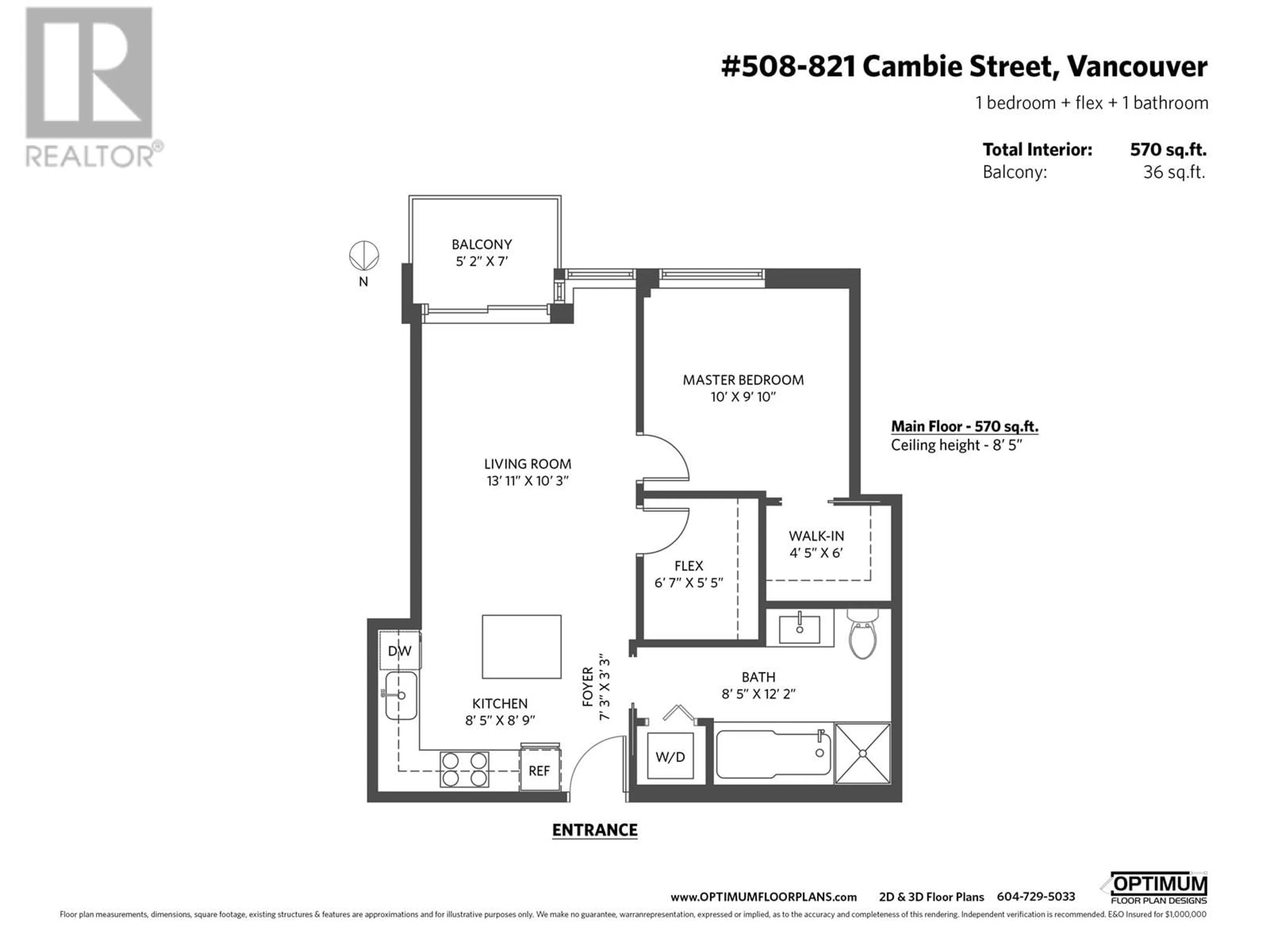 Floor plan for 508 - 821 CAMBIE STREET, Vancouver British Columbia V6B0E3