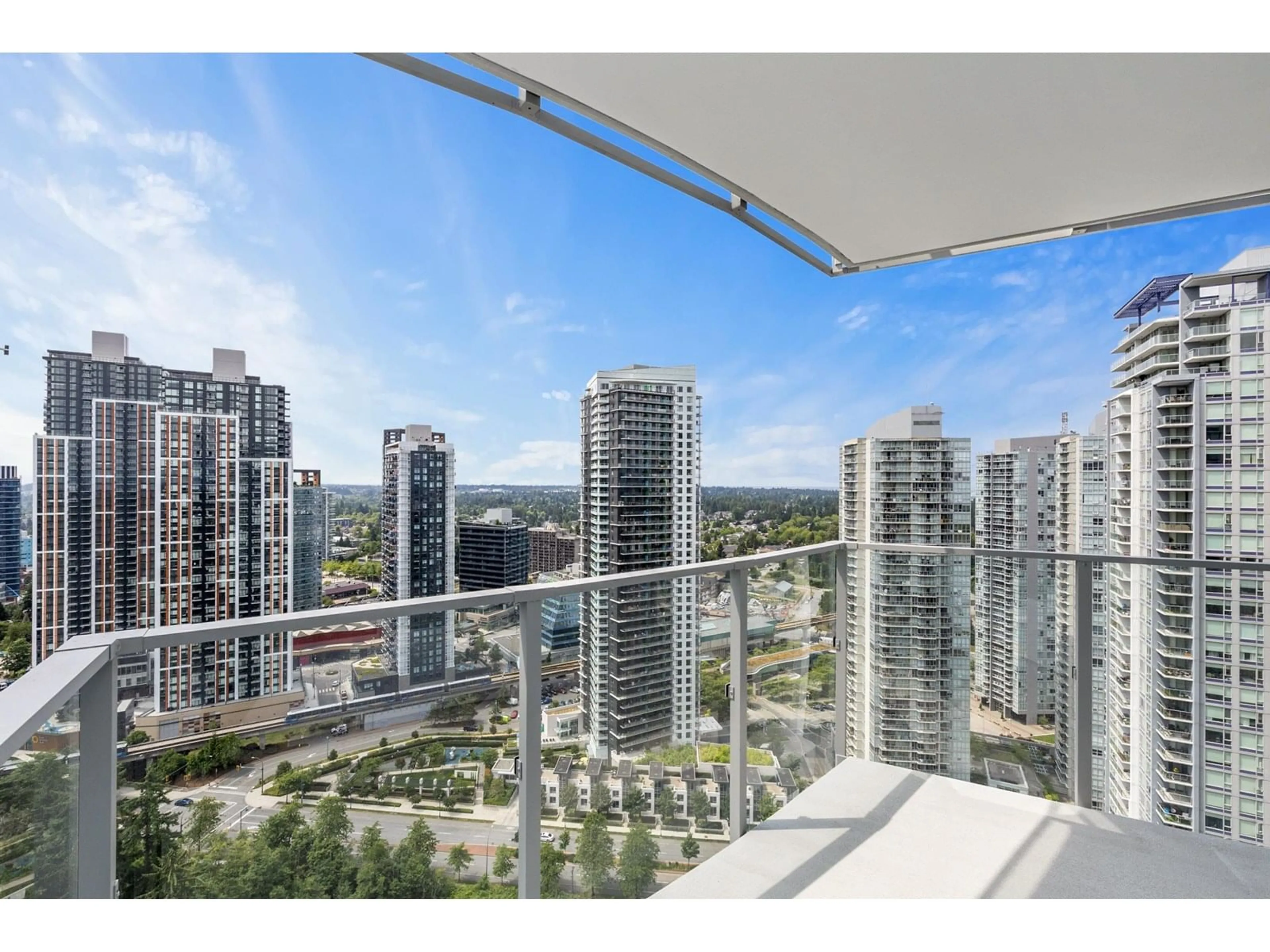 Balcony in the apartment, city buildings view from balcony for 3108 - 13768 100, Surrey British Columbia V3T0V2