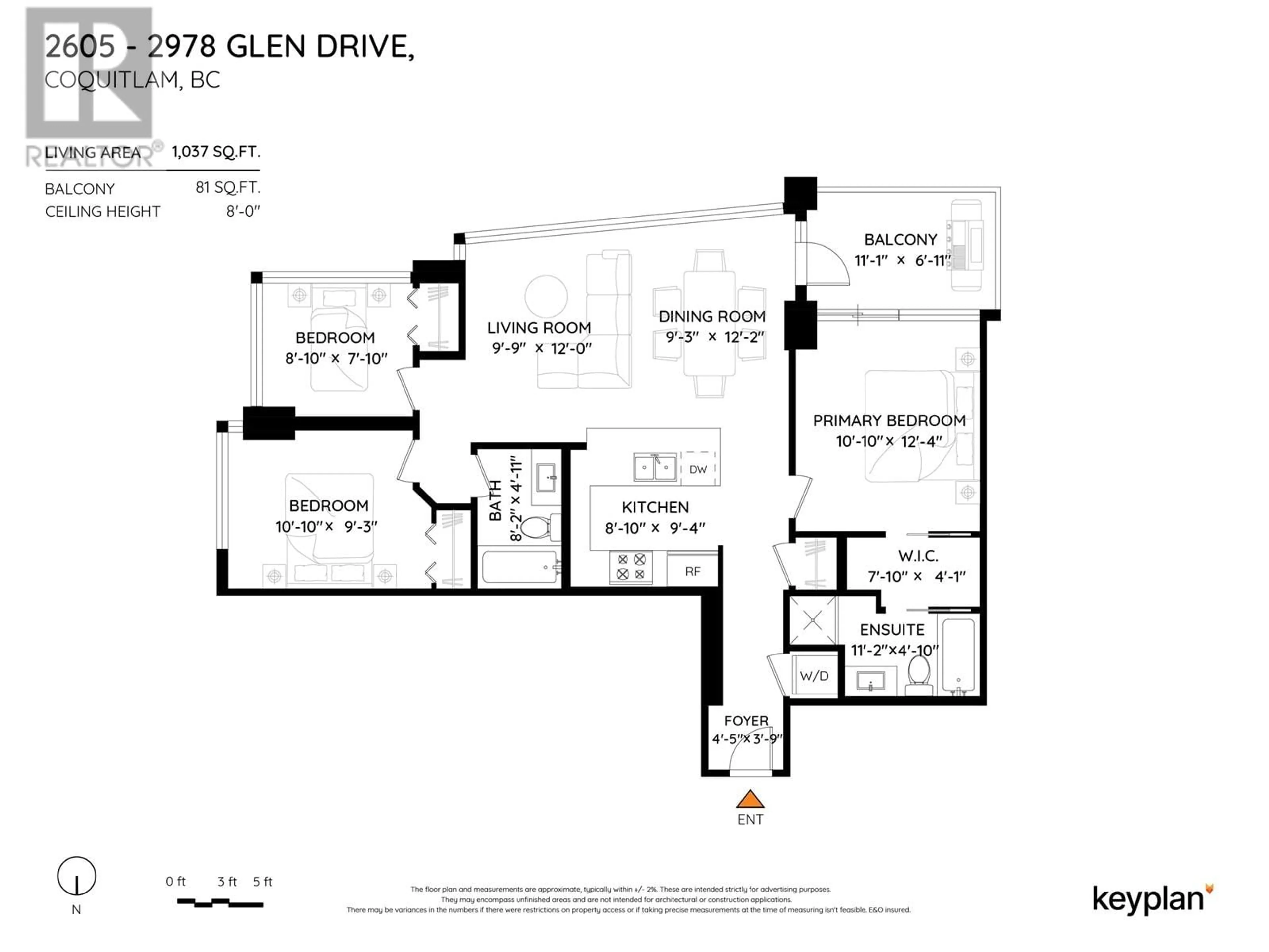 Floor plan for 2605 - 2978 GLEN DRIVE, Coquitlam British Columbia V3B0C3