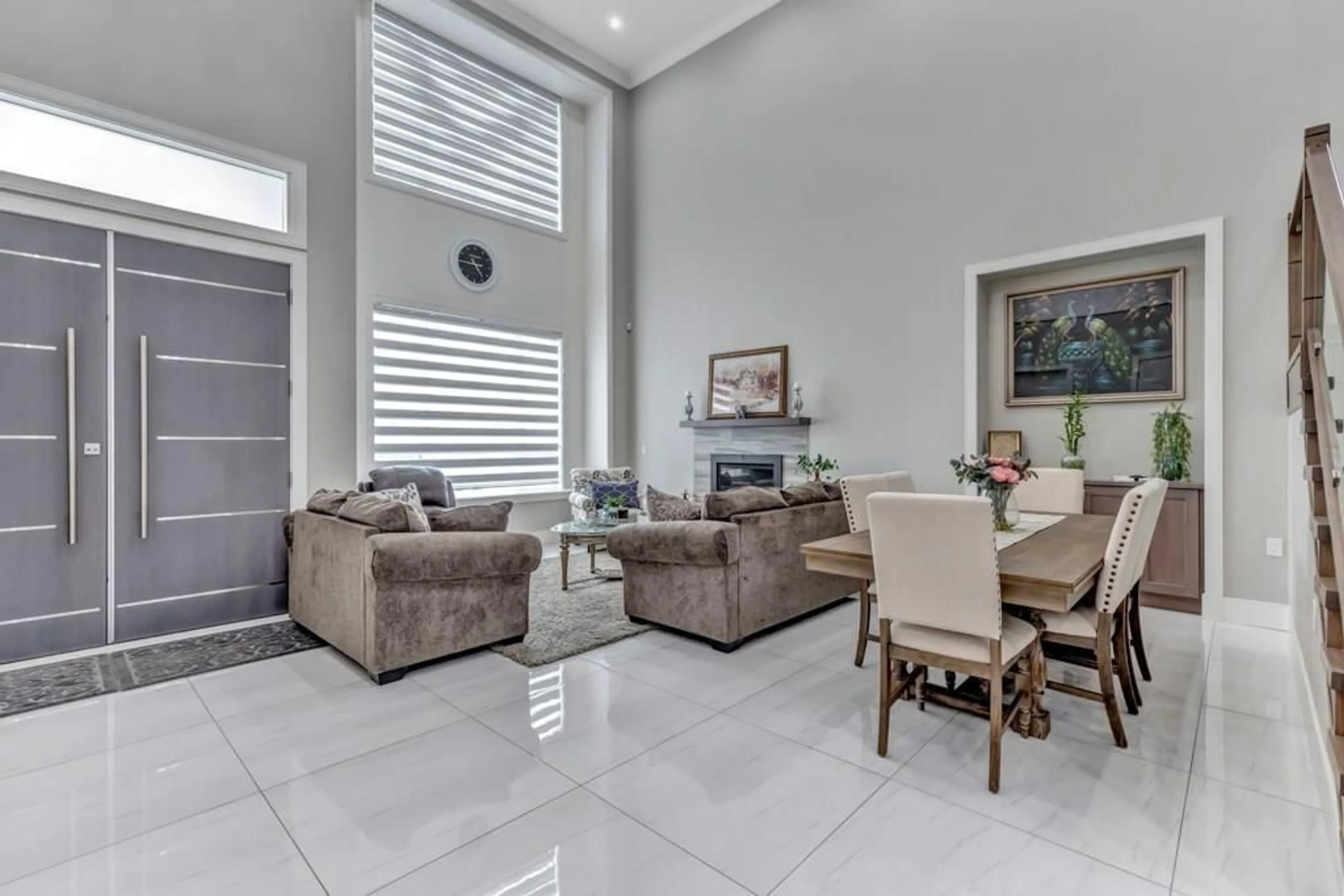Living room with furniture, ceramic/tile floor for 5452 187, Surrey British Columbia V3S4N7