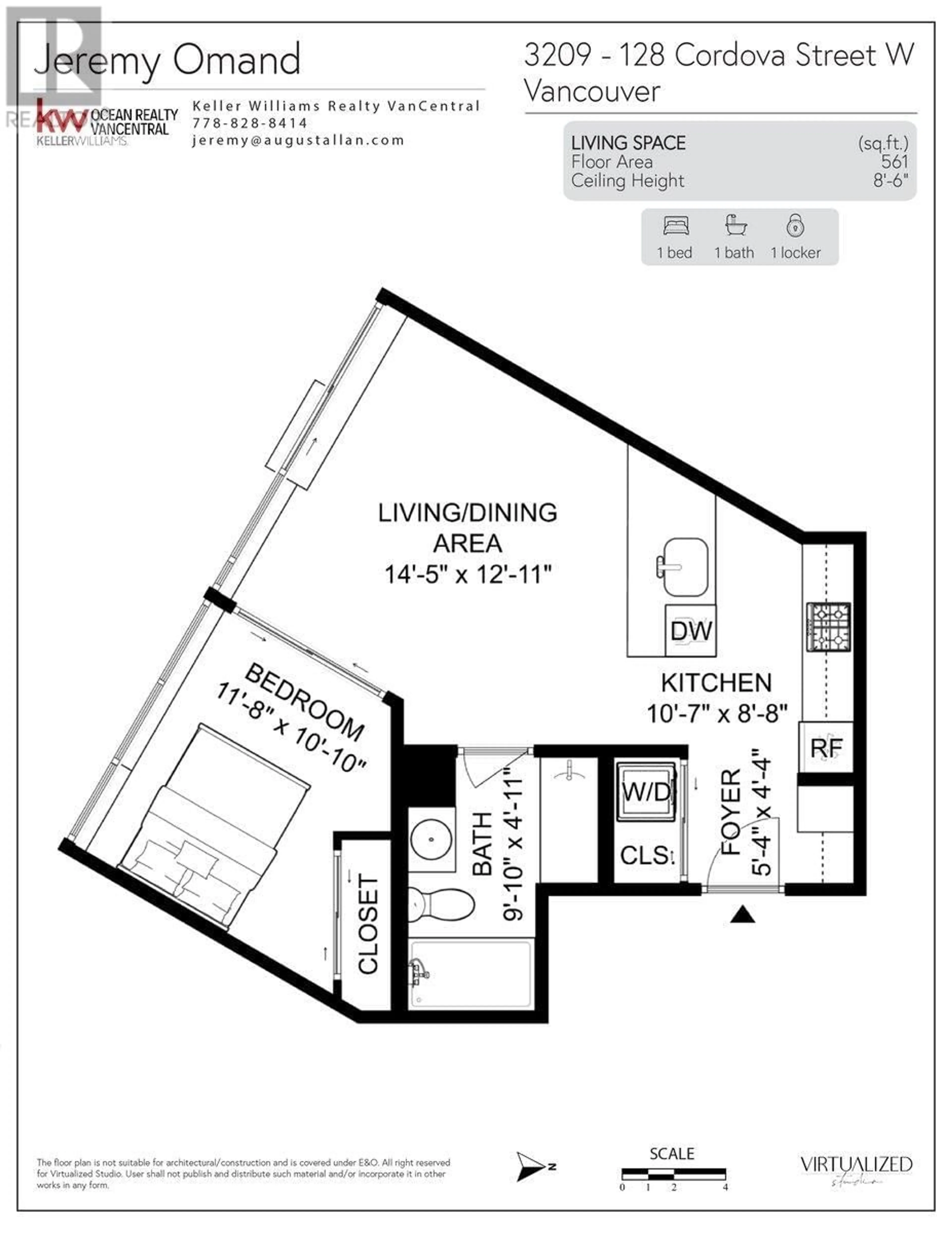 Floor plan for 3209 - 128 CORDOVA, Vancouver British Columbia V6B0E6