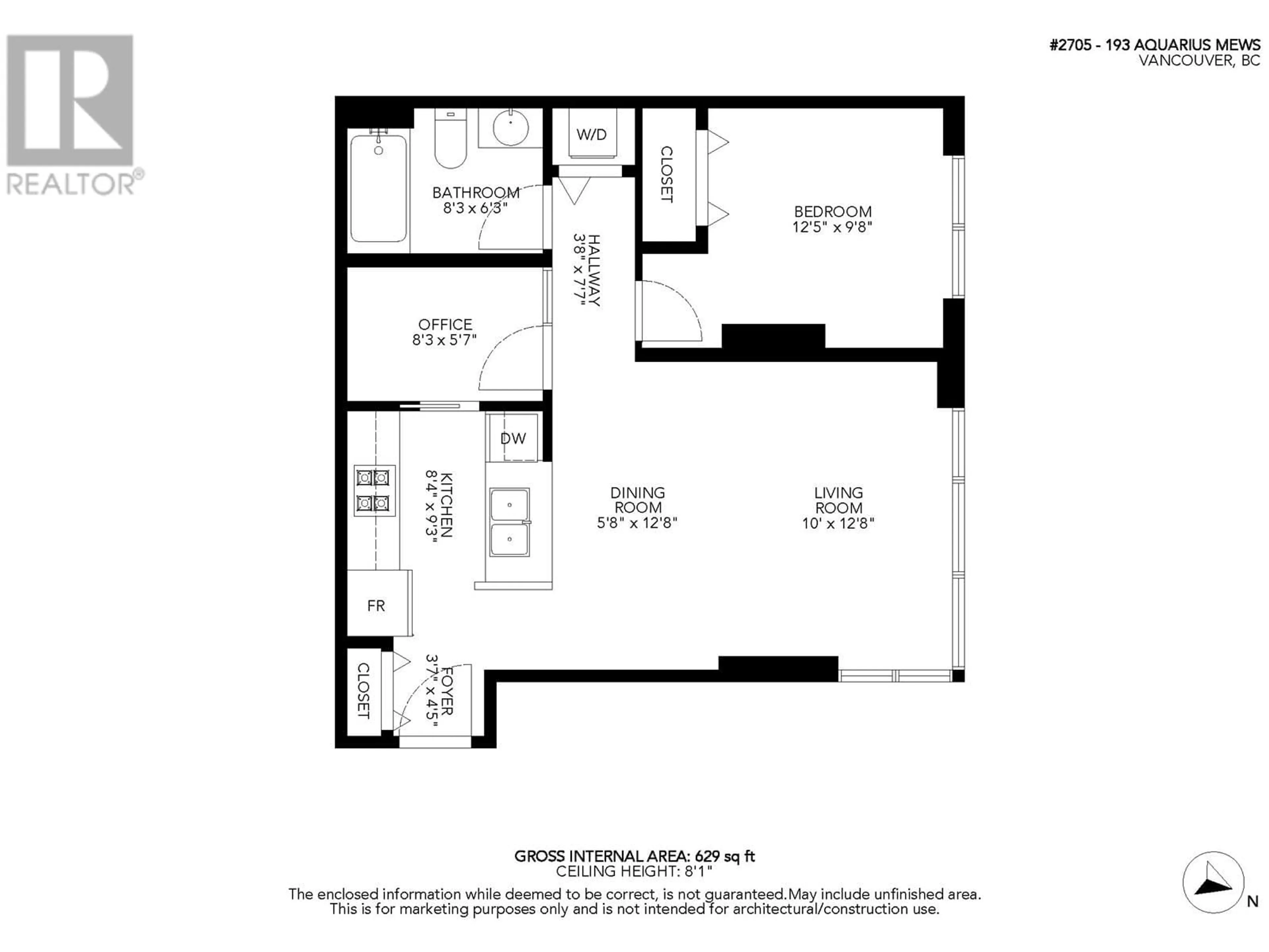 Floor plan for 2705 - 193 AQUARIUS MEWS, Vancouver British Columbia V6Z2Z2
