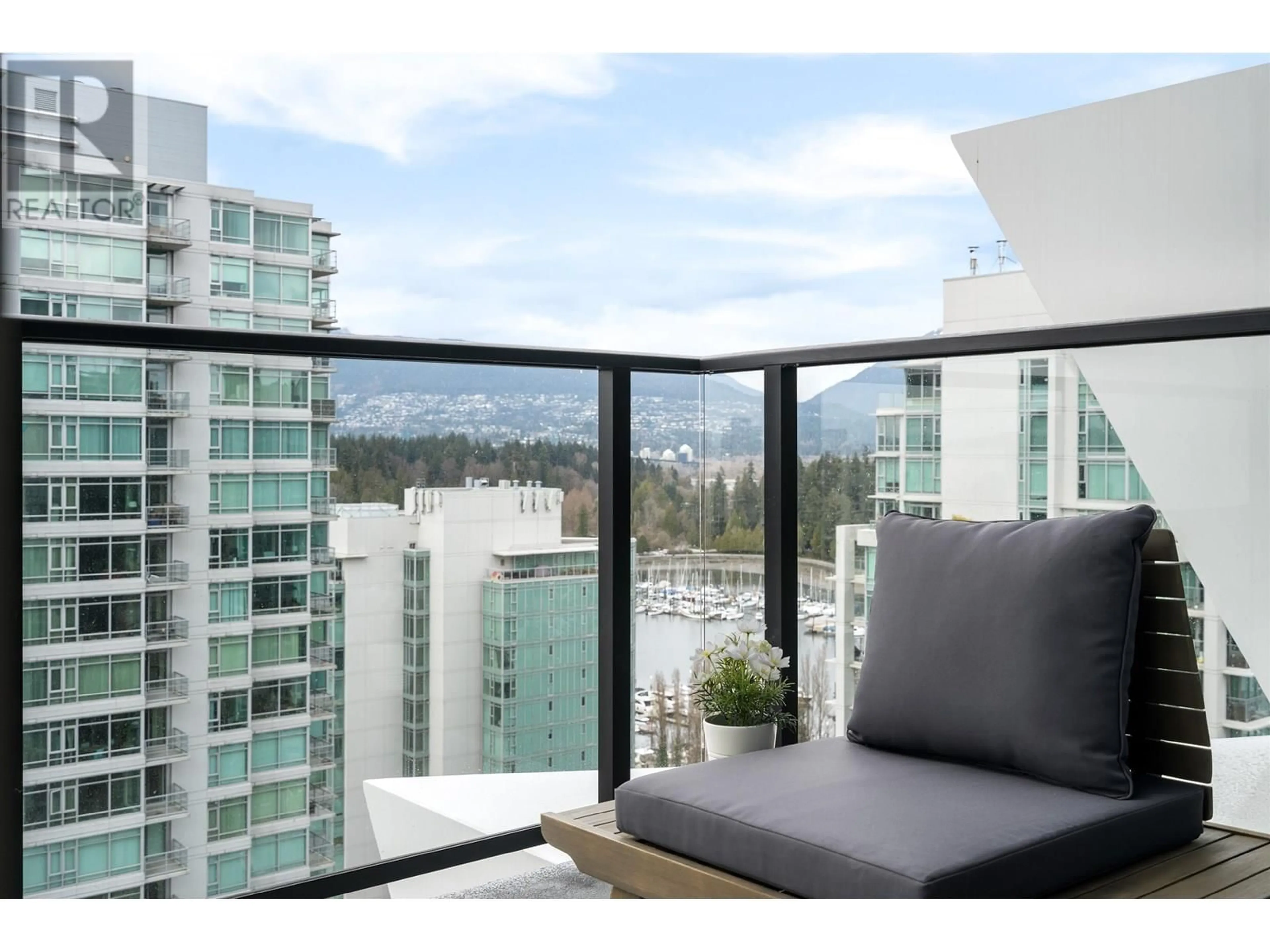 Balcony in the apartment, city buildings view from balcony for 2105 - 620 CARDERO STREET, Vancouver British Columbia V6G0C7