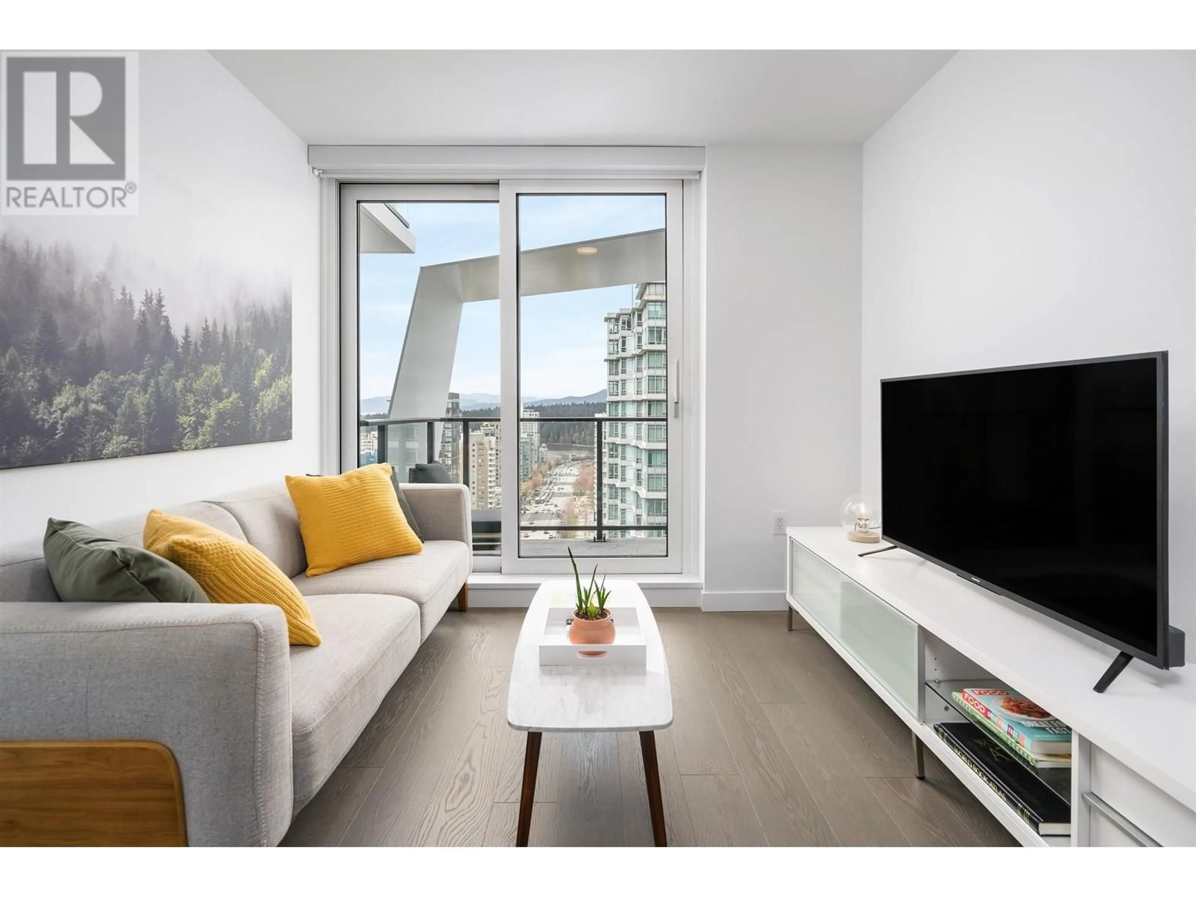 Living room with furniture, wood/laminate floor for 2105 - 620 CARDERO STREET, Vancouver British Columbia V6G0C7