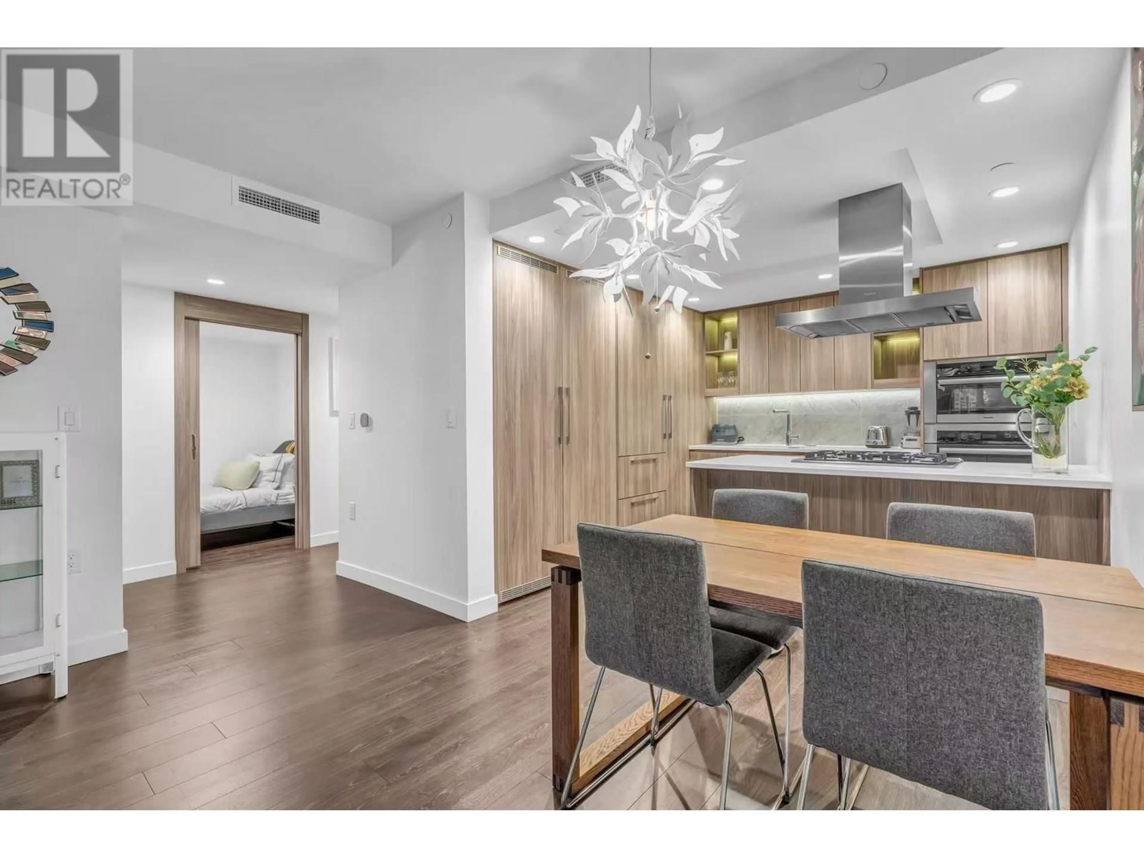 Open concept kitchen, wood/laminate floor for 1207 - 1768 COOK STREET, Vancouver British Columbia V5Y0N3