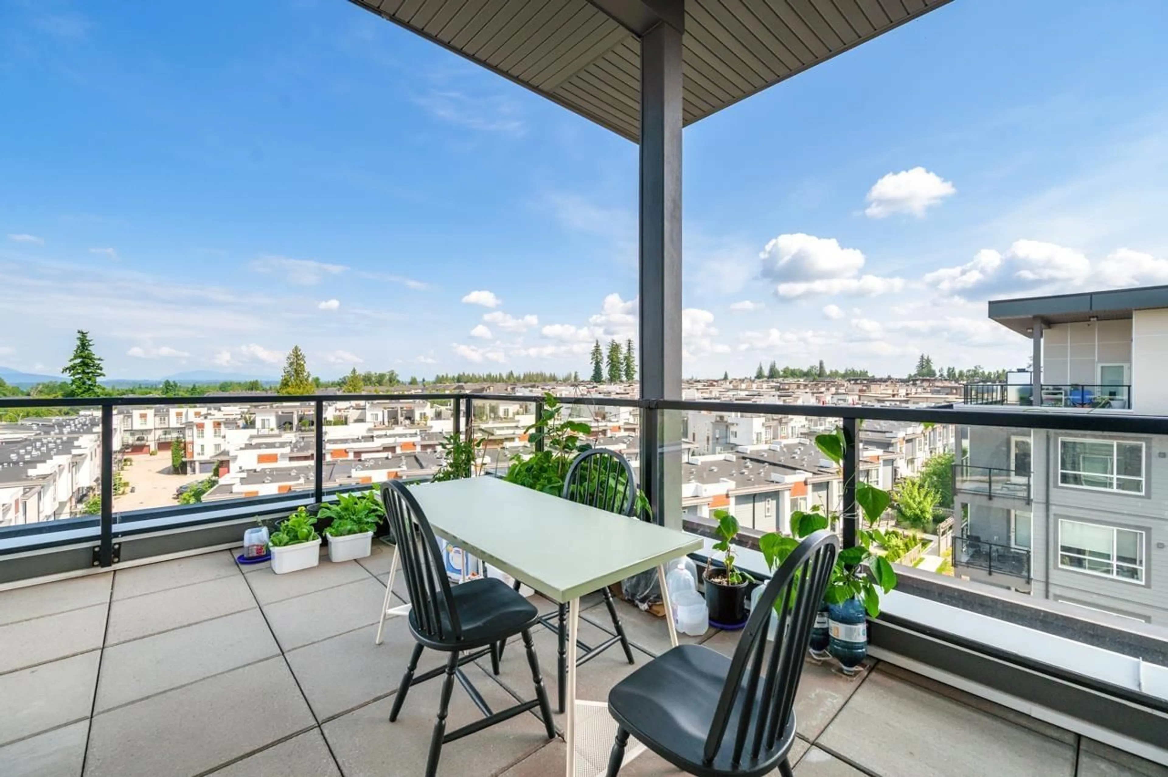 Balcony in the apartment, city buildings view from balcony for B612 - 20834 80, Langley British Columbia V2Y3M6