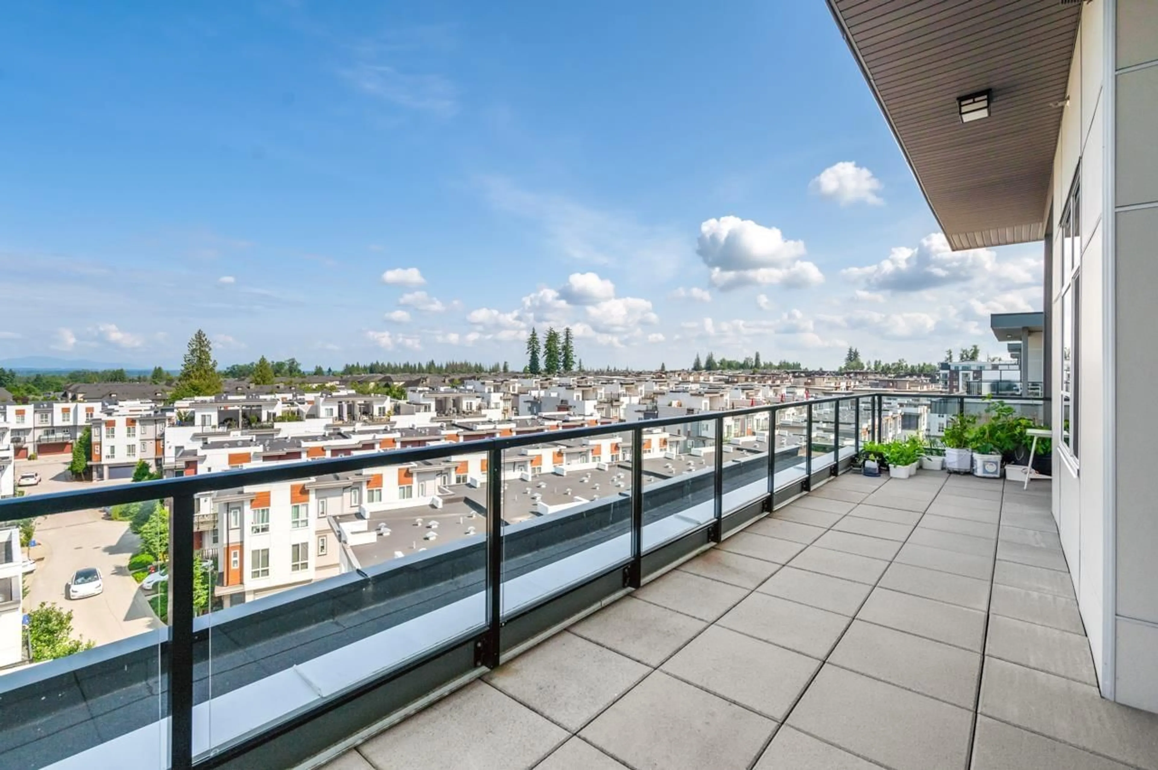 Balcony in the apartment, city buildings view from balcony for B612 - 20834 80, Langley British Columbia V2Y3M6