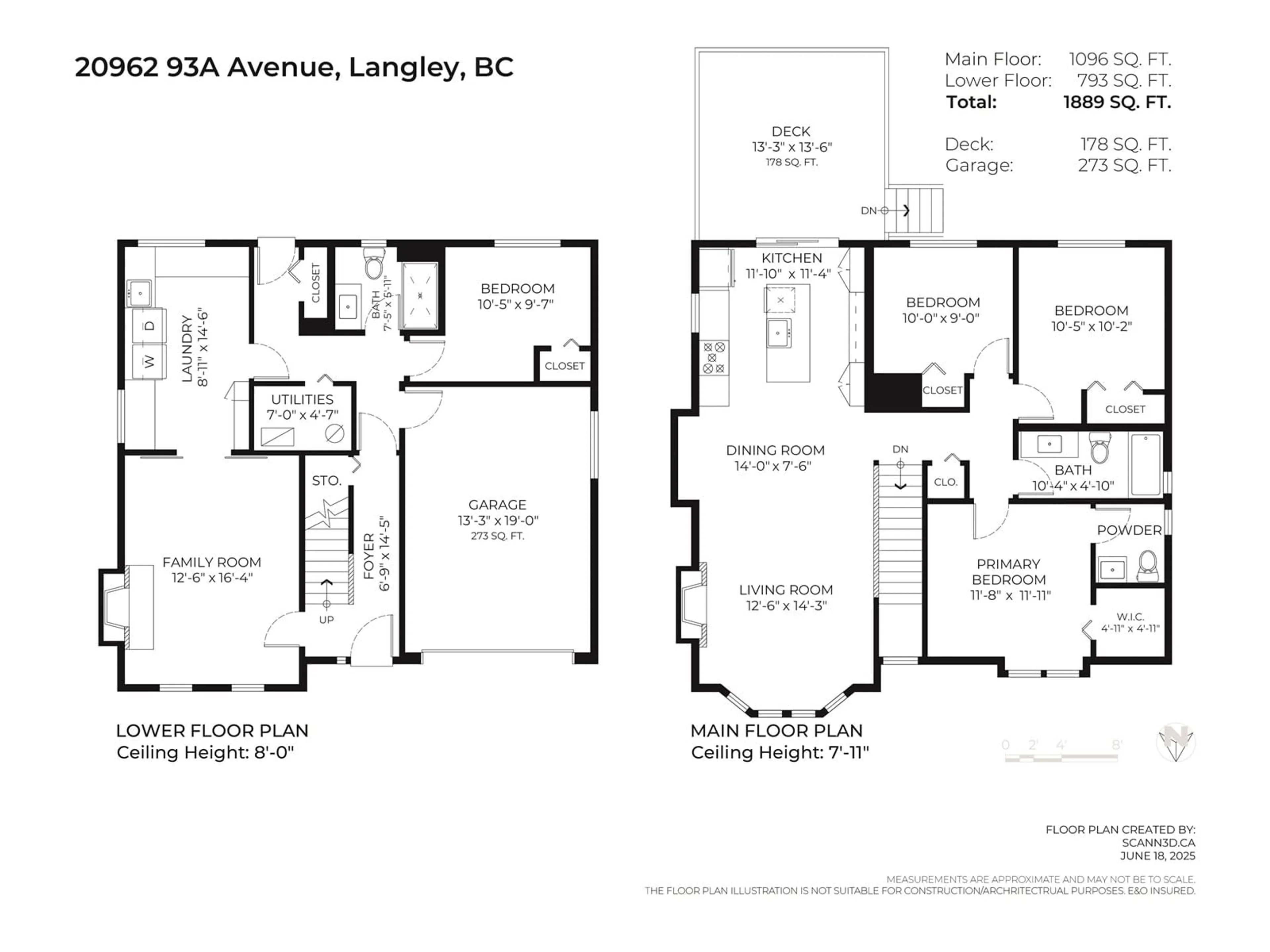 Floor plan for 20962 93A, Langley British Columbia V1M1R8