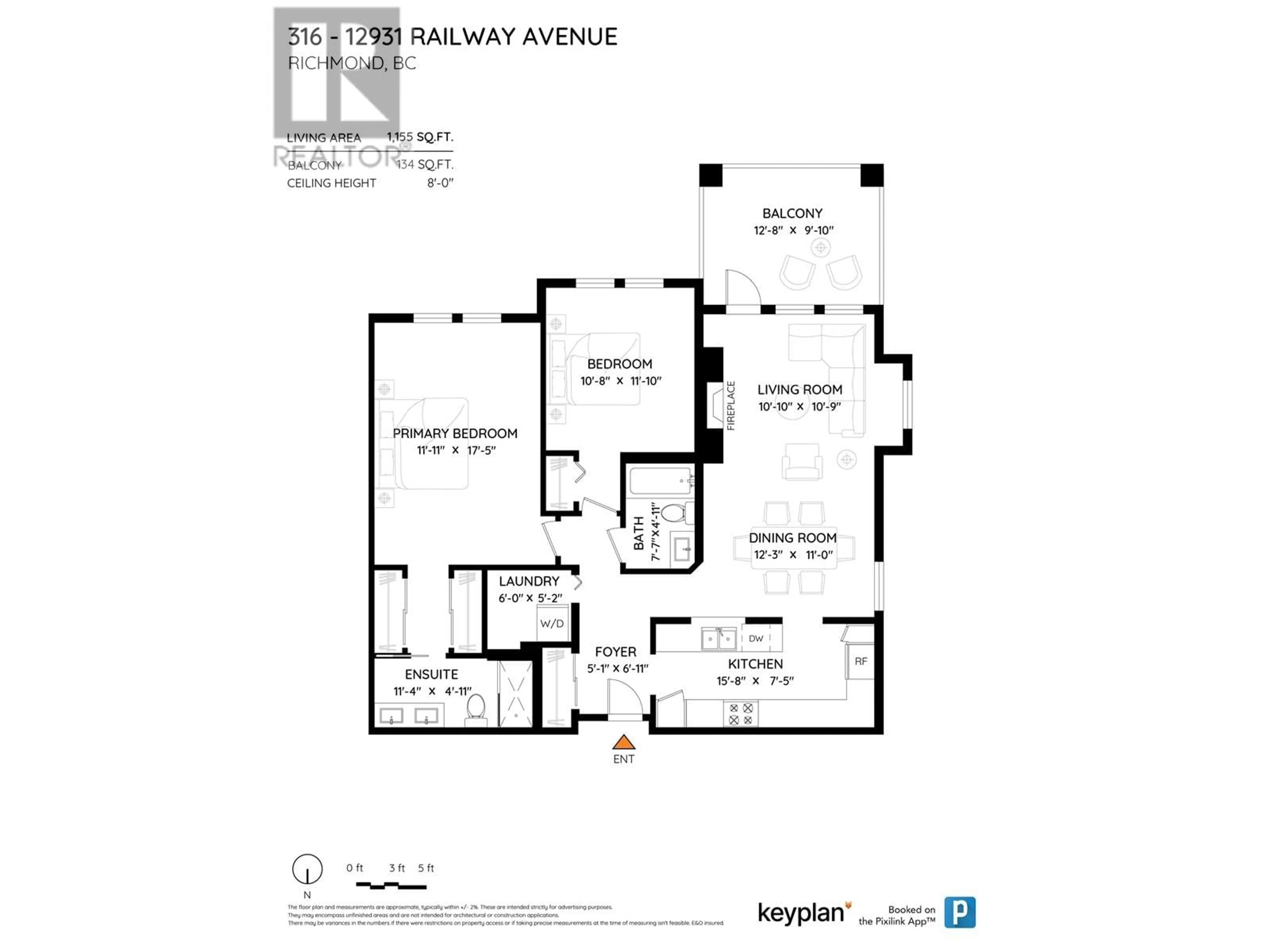 Floor plan for 316 - 12931 RAILWAY AVENUE, Richmond British Columbia V7E6M5