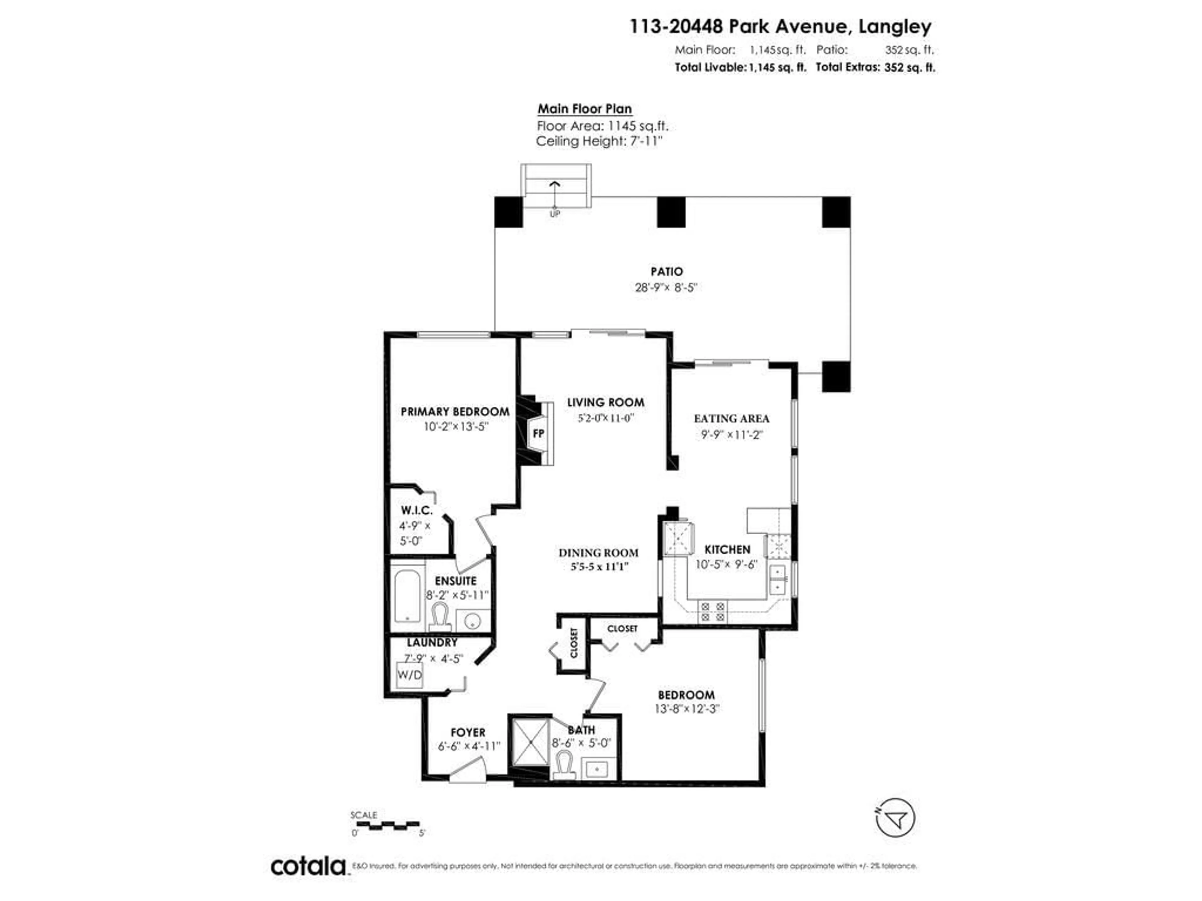 Floor plan for 113 - 20448 PARK, Langley British Columbia V3A4N3