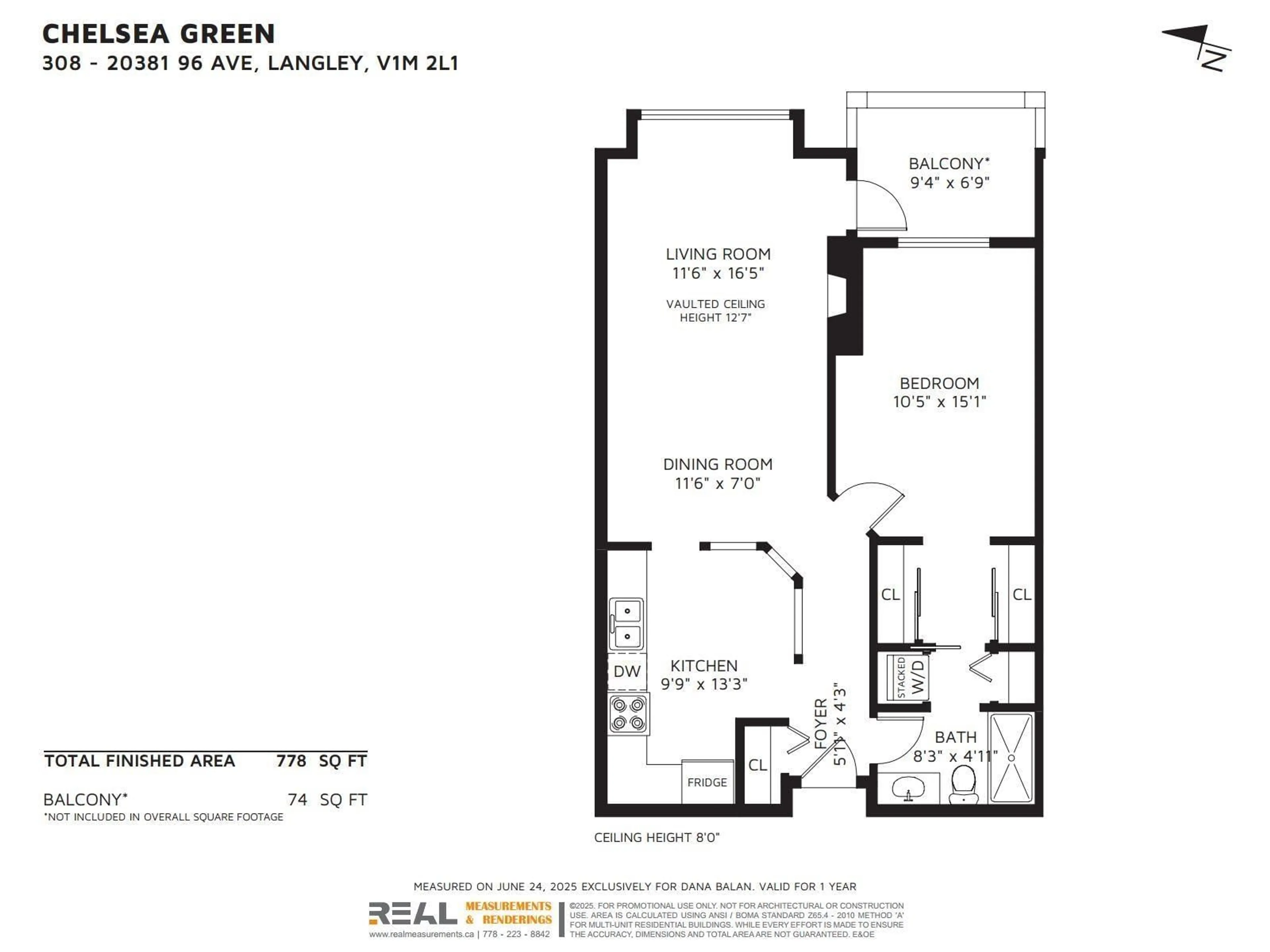 Floor plan for 308 - 20381 96, Langley British Columbia V1M2L1