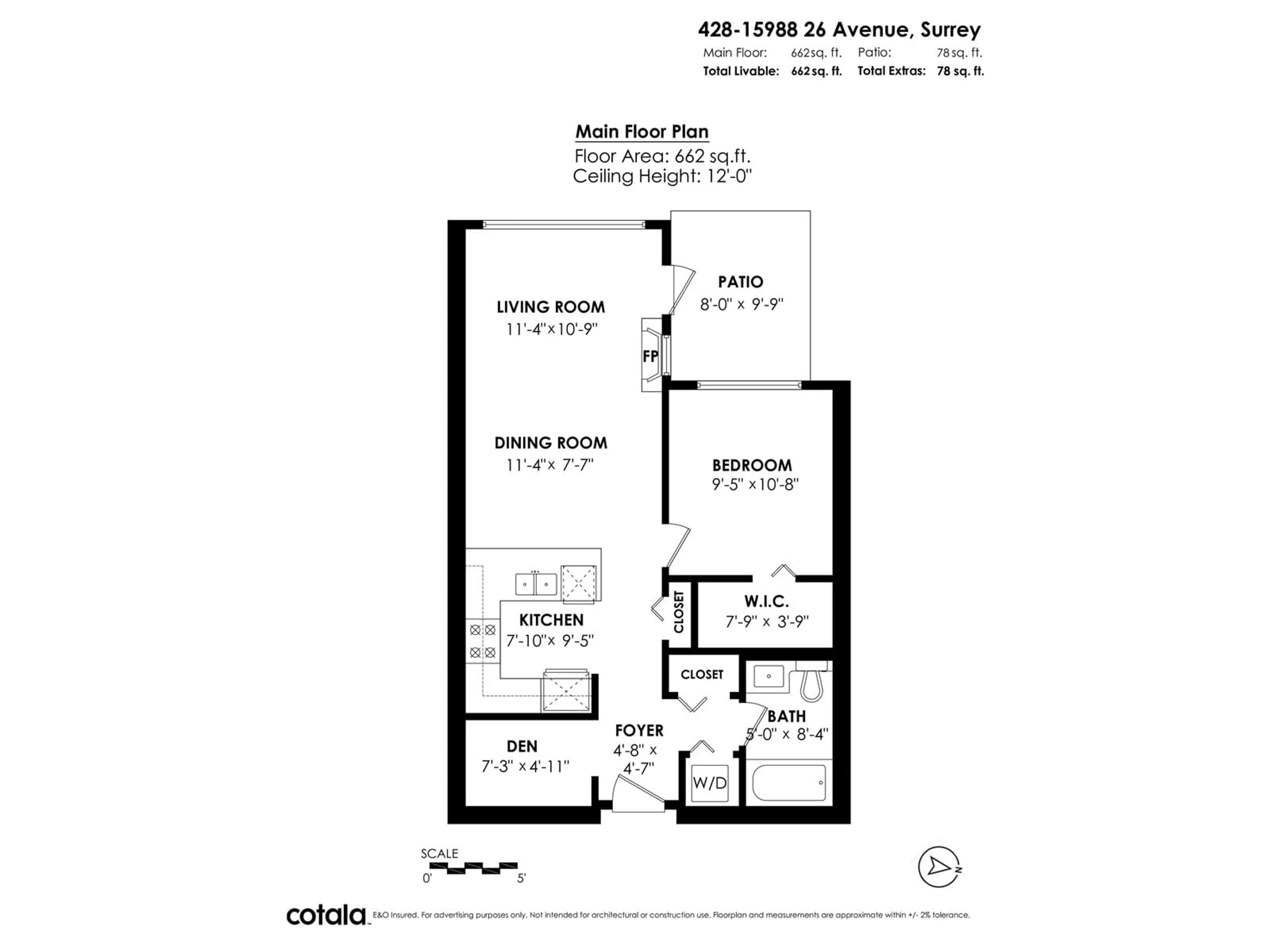 Floor plan for 428 - 15988 26TH, Surrey British Columbia V3Z5K3