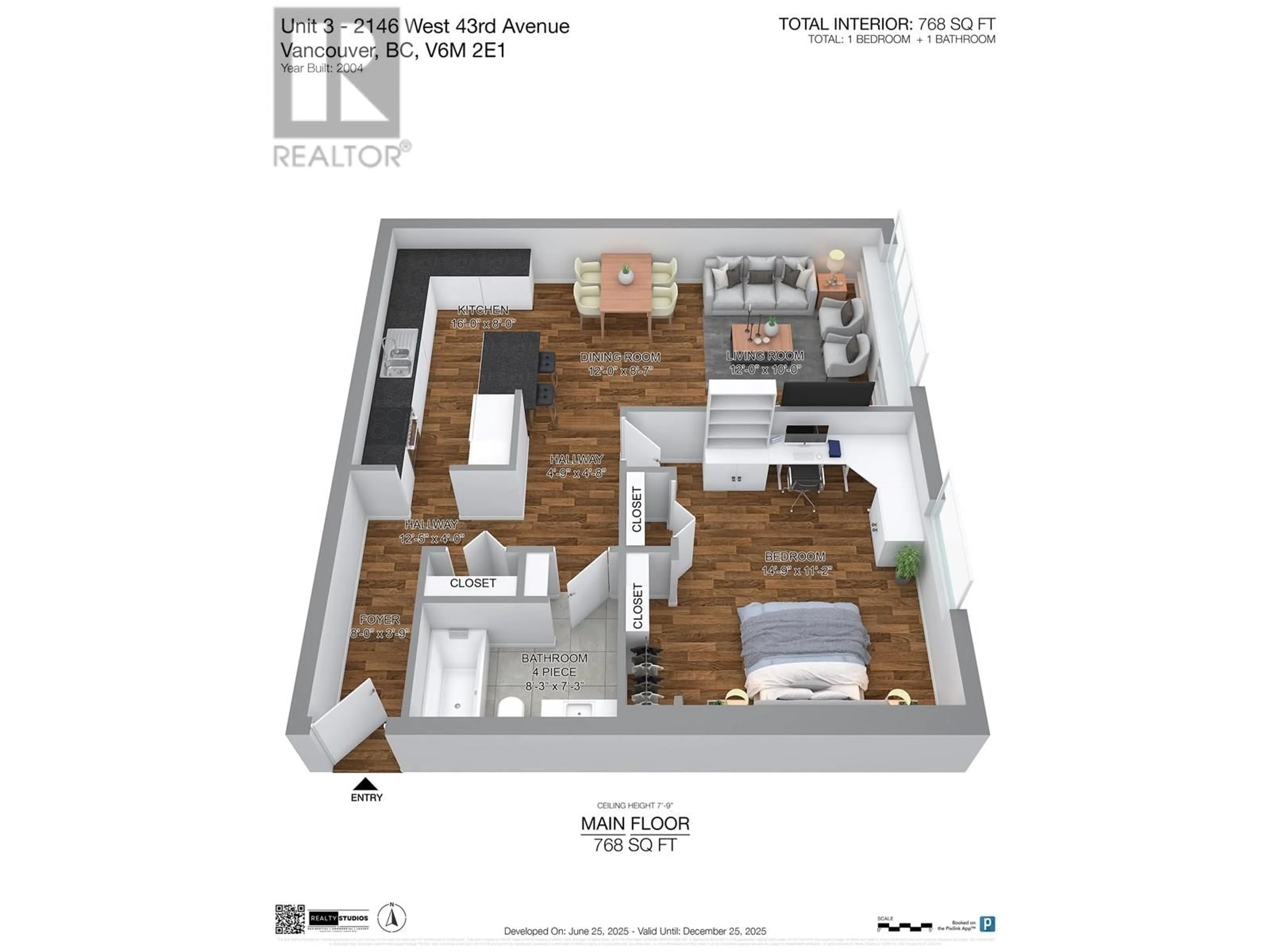 Floor plan for 3 - 2146 43RD AVENUE, Vancouver British Columbia V6M2E1