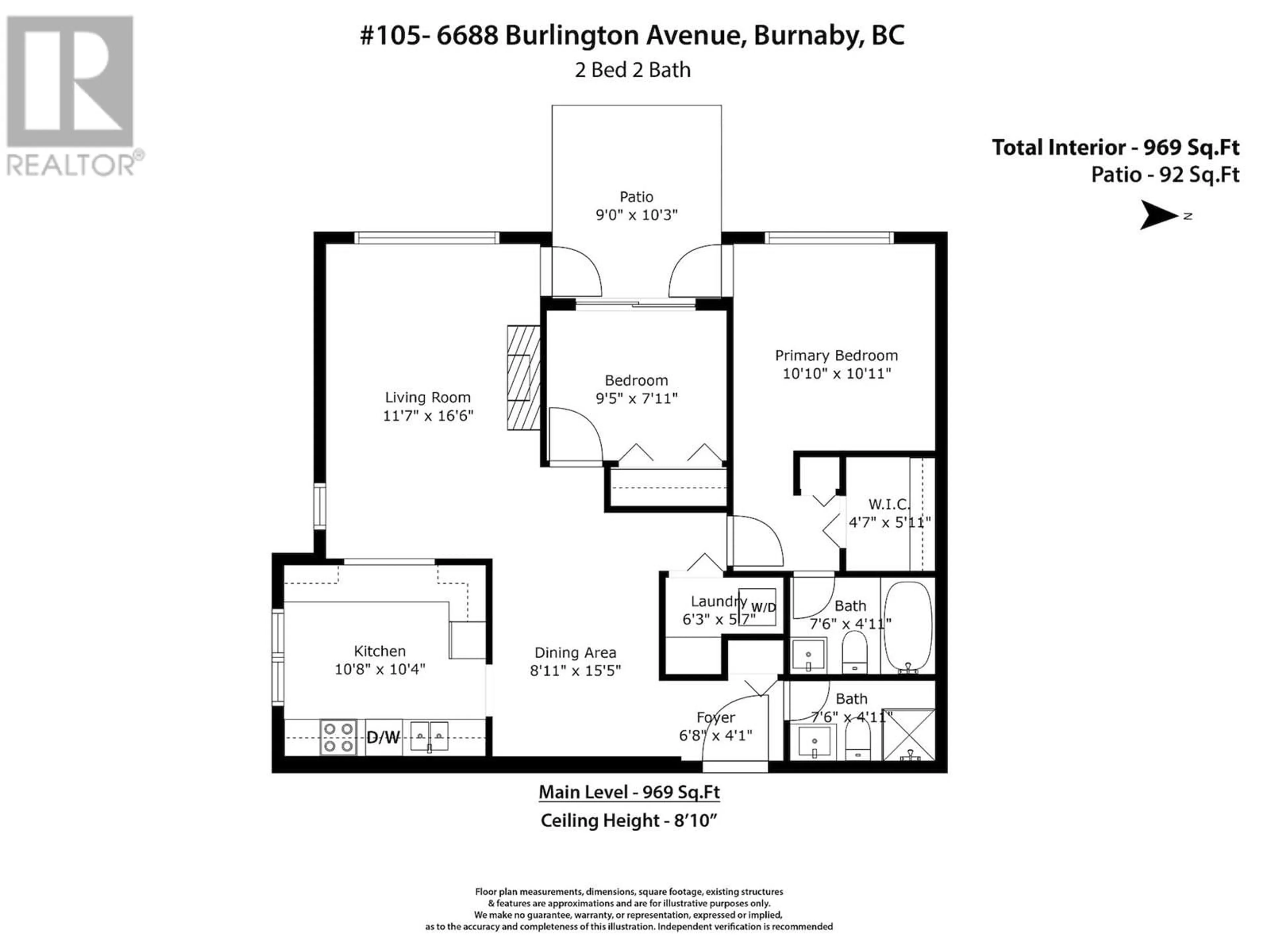 Floor plan for 105 - 6688 BURLINGTON AVENUE, Burnaby British Columbia V5H3M9